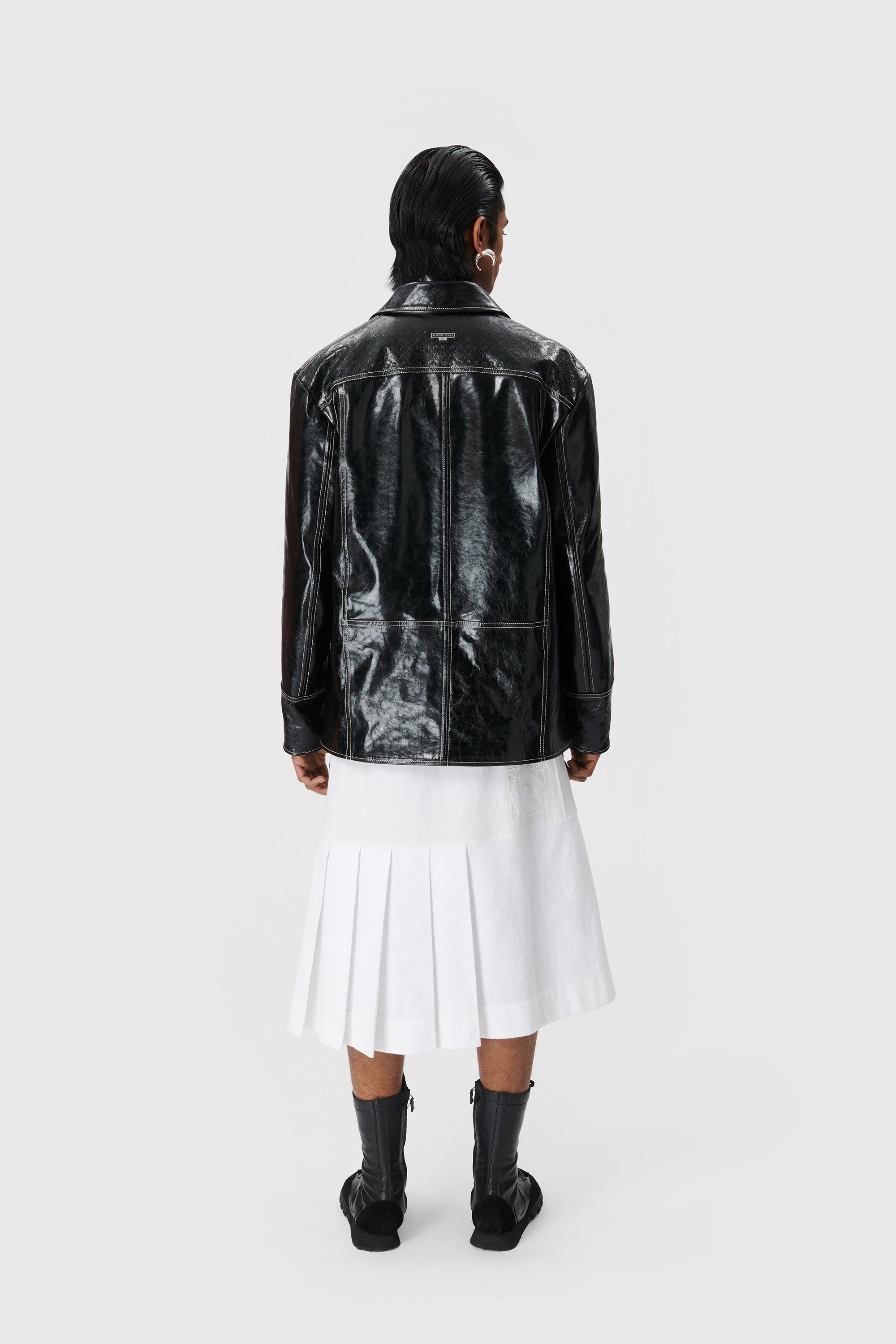 Embossed Leather Overshirt - 6