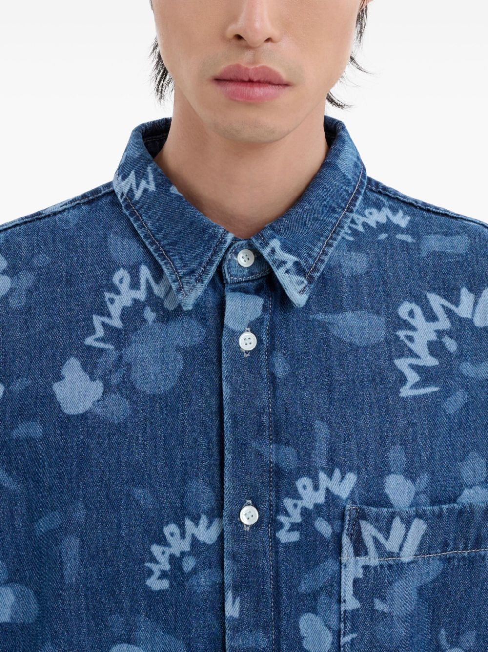 logo-print denim shirt - 5