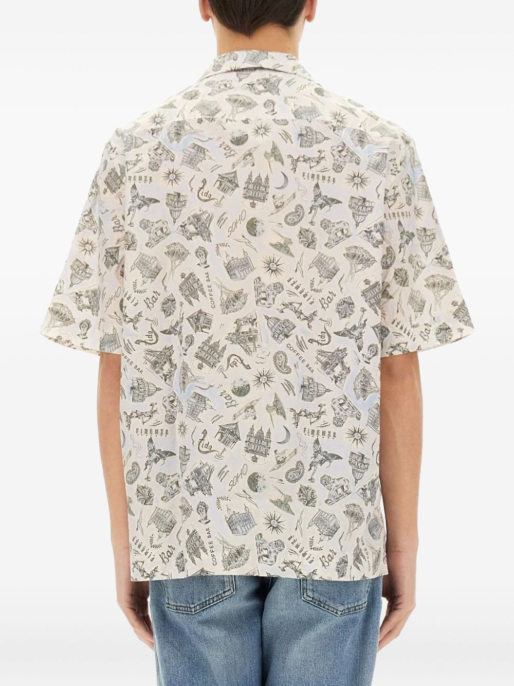 revere-collar print shirt - 3