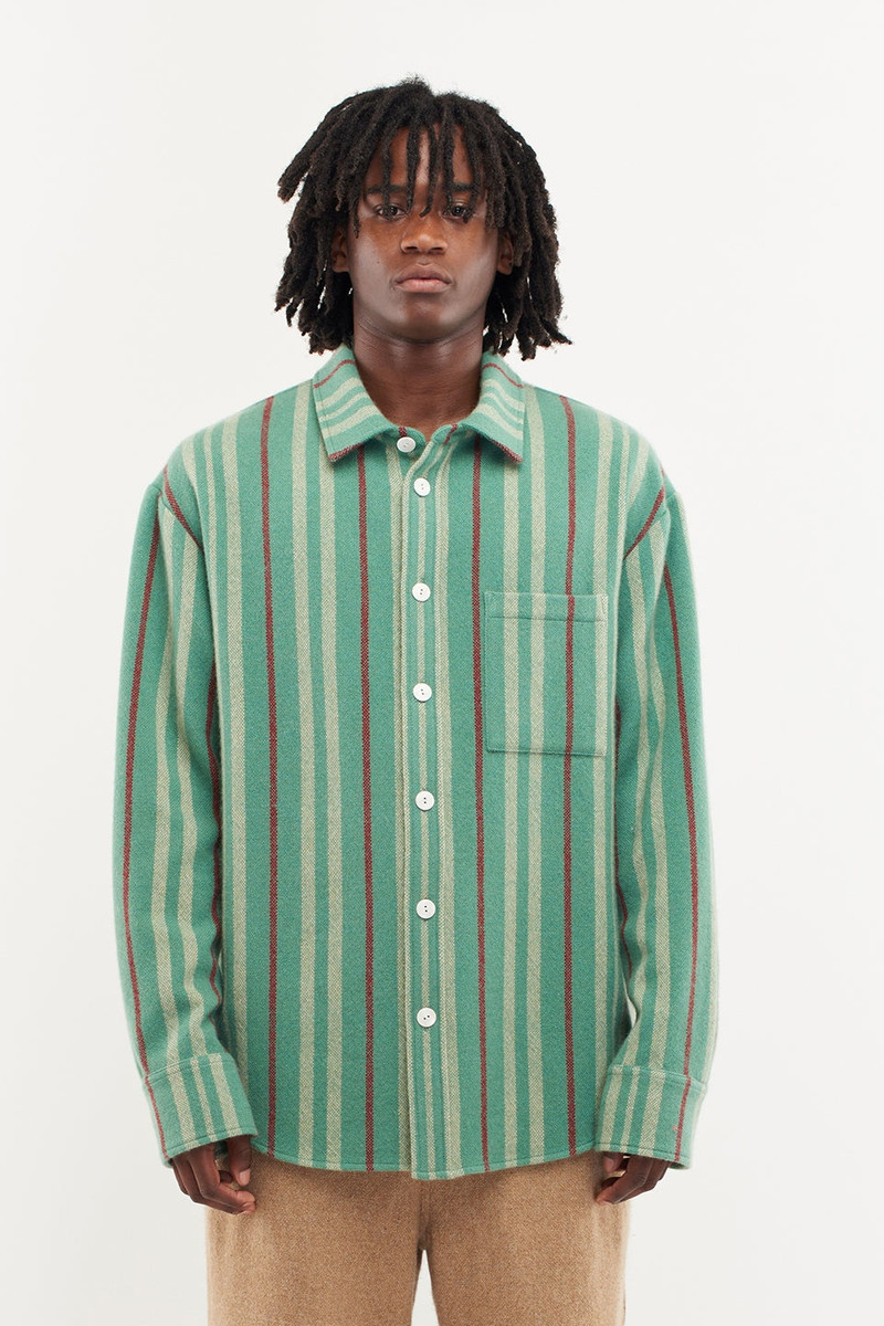 The Elder Statesman JUNIPER STRIPE OVERSHIRT outlook