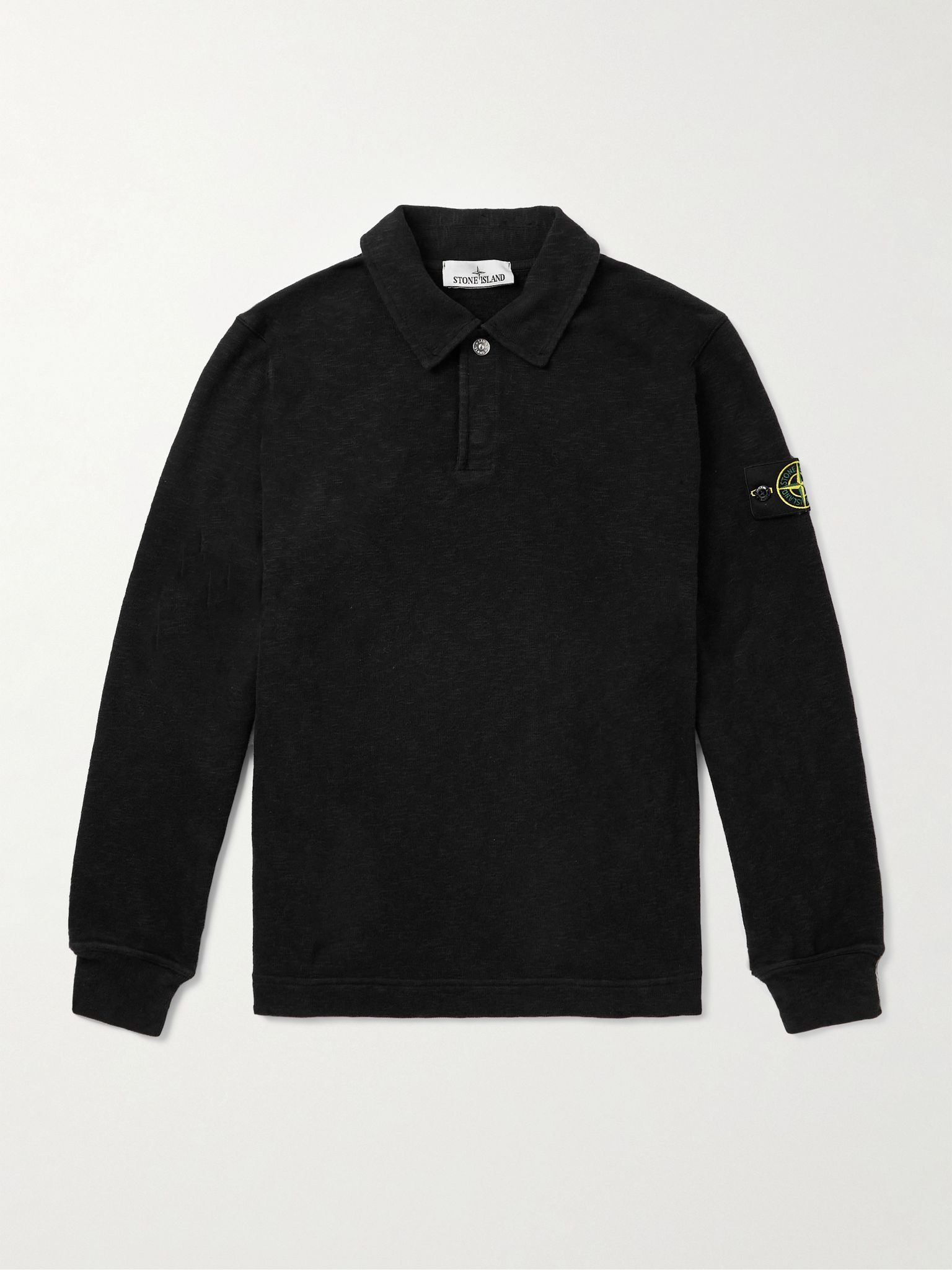 Logo-Appliquéd Cotton-Jersey Polo Shirt Black - 1