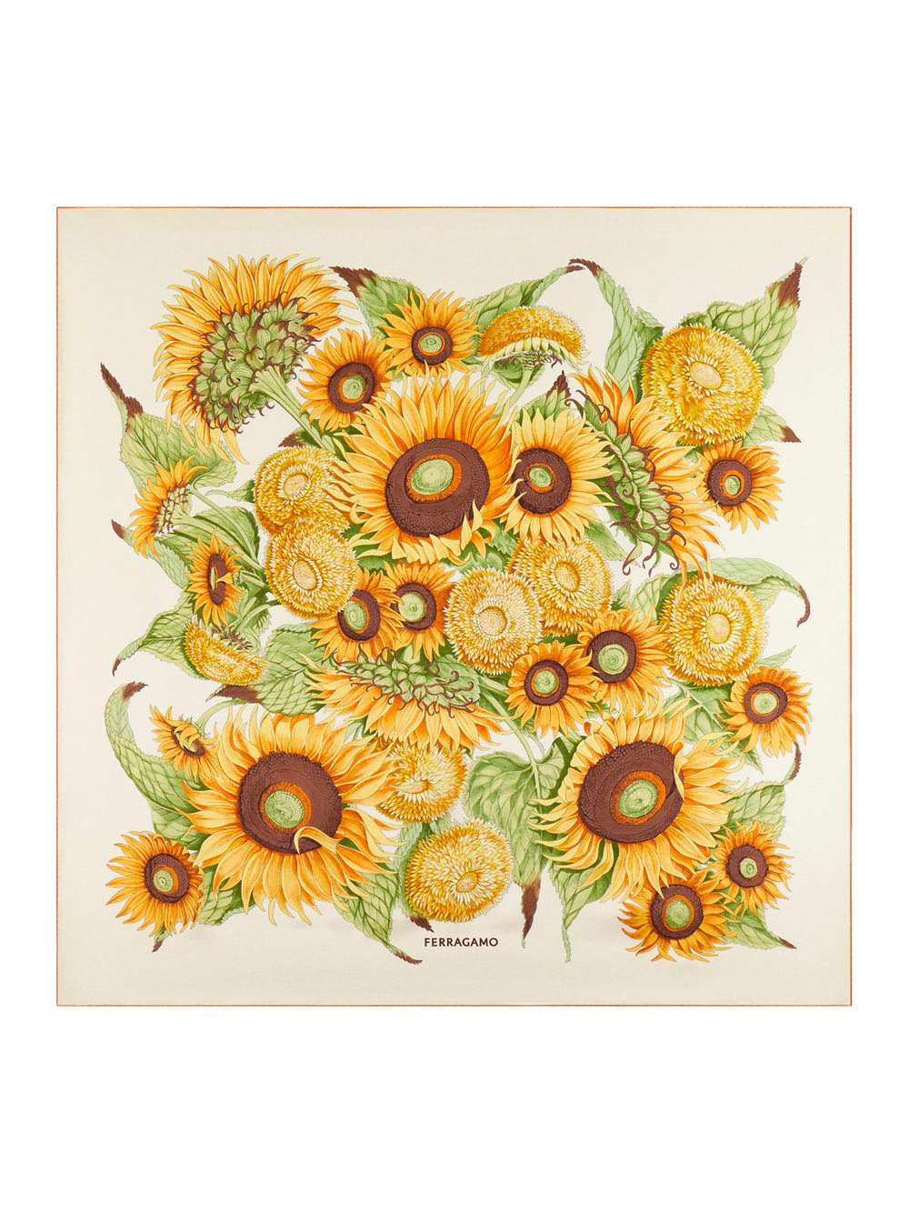 Ferragamo Women Sunflower Print Silk Scarf - 1