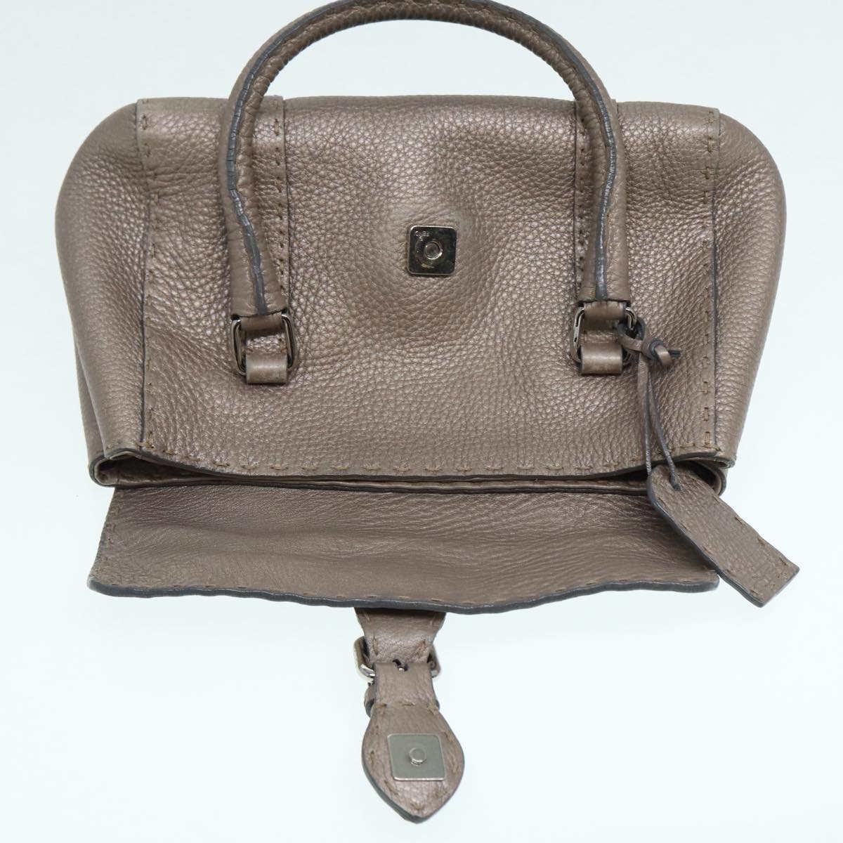 FENDI Celeria Hand Bag Leather Silver - 9