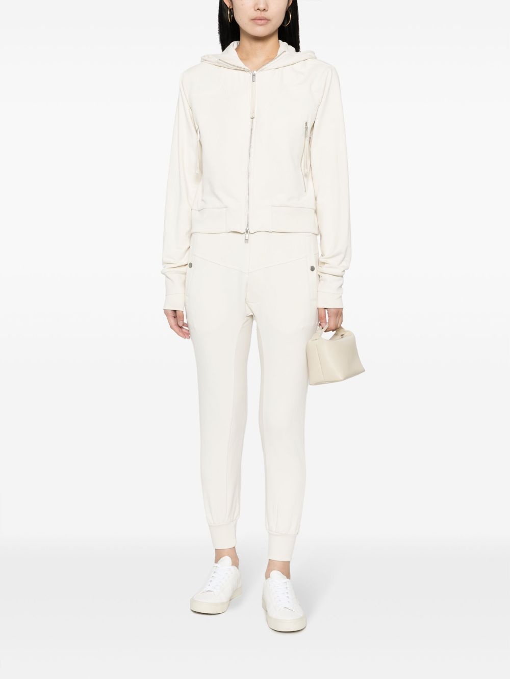 drawstring cotton-blend trousers - 2