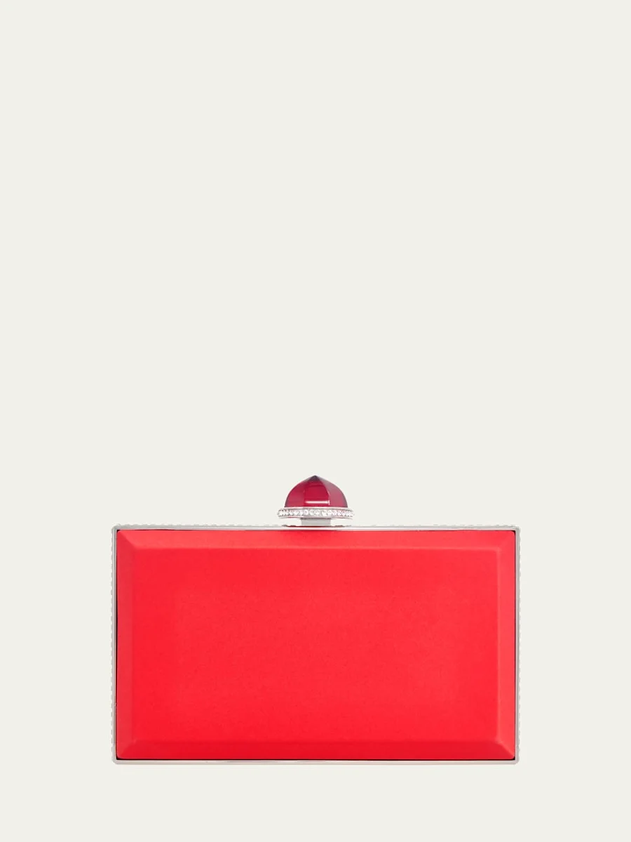 Skylar Crystal-Edge Satin Clutch Bag - 1