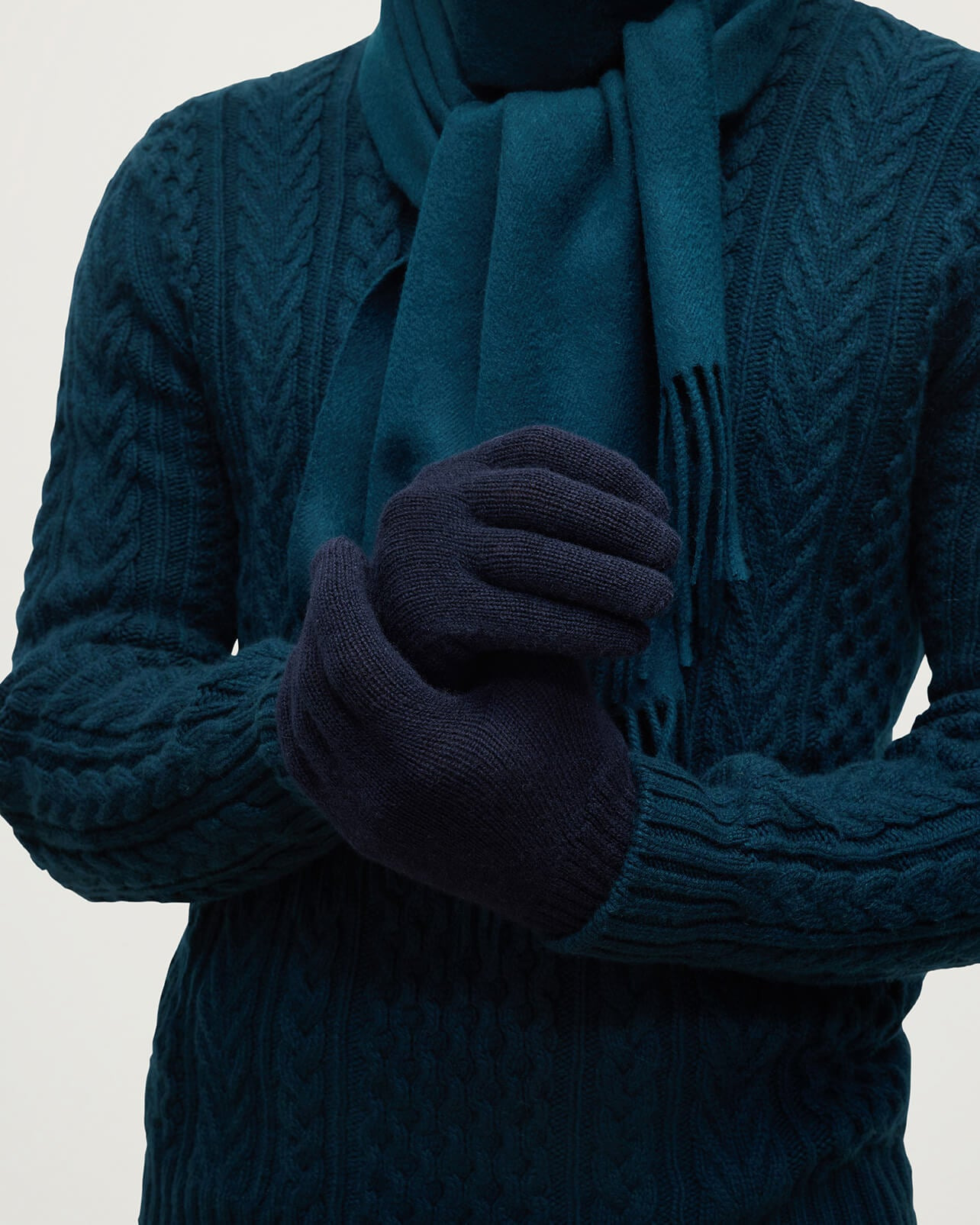 Men's Cashmere Navy Gloves - 2
