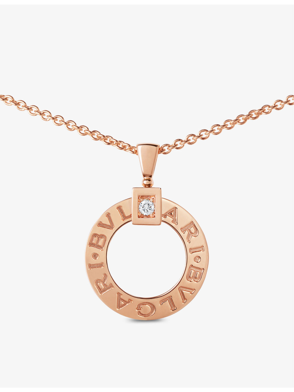 BVLGARI BVLGARI 18ct rose-gold and 0.07ct round-cut diamond pendant necklace - 3