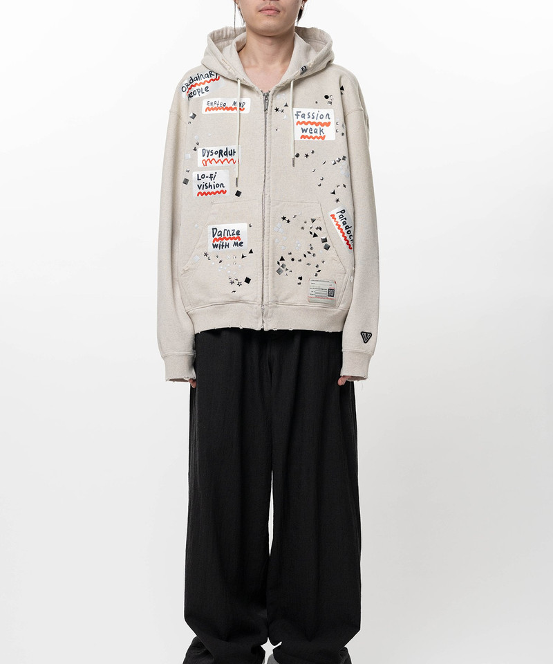 Maison MIHARAYASUHIRO Embellished Sticker Zip-Up Hoodie outlook