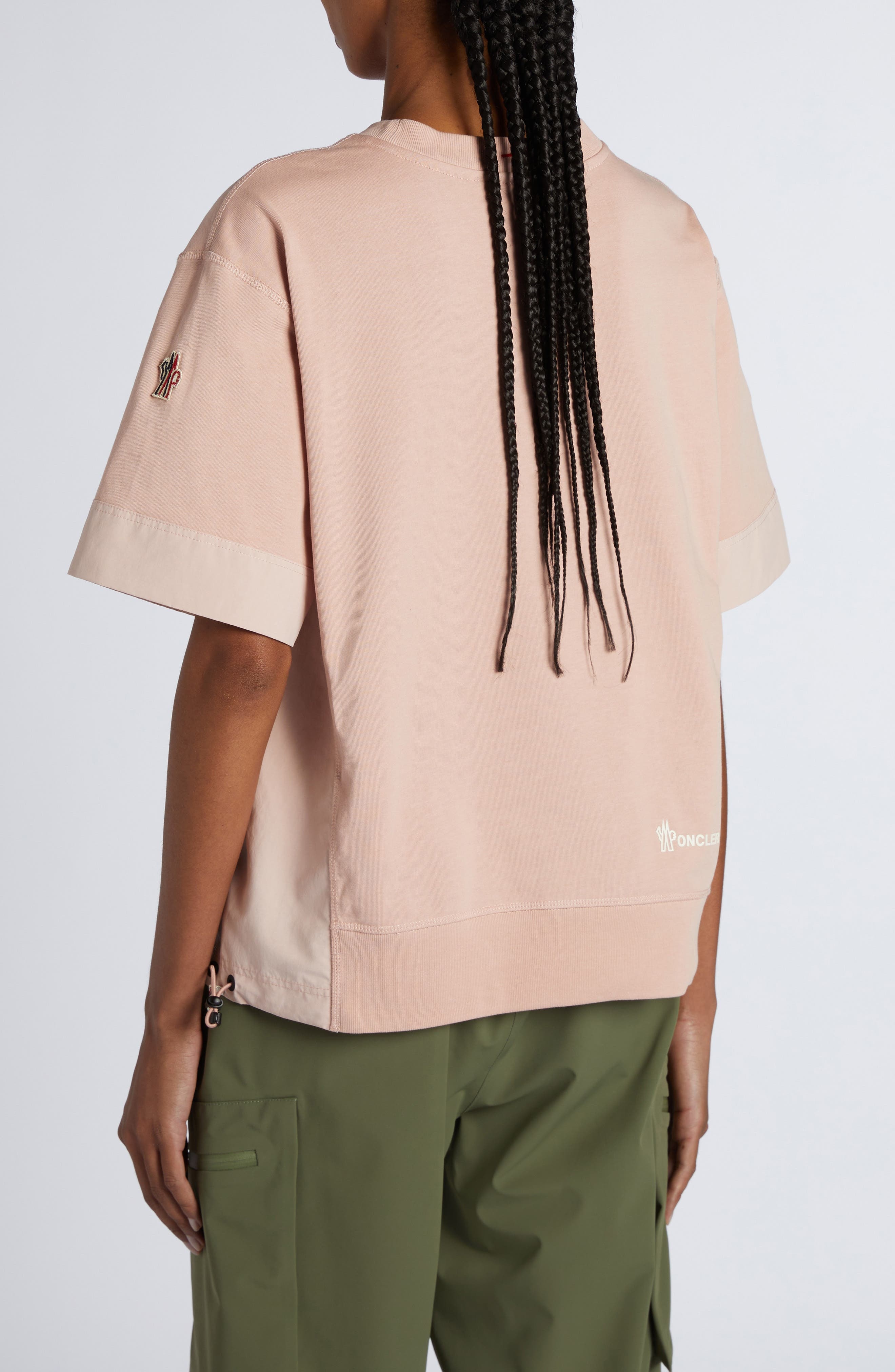 Moncler Grenoble Logo Drawcord Hem Cotton T-Shirt in Rose Quicksand at Nordstrom - 2