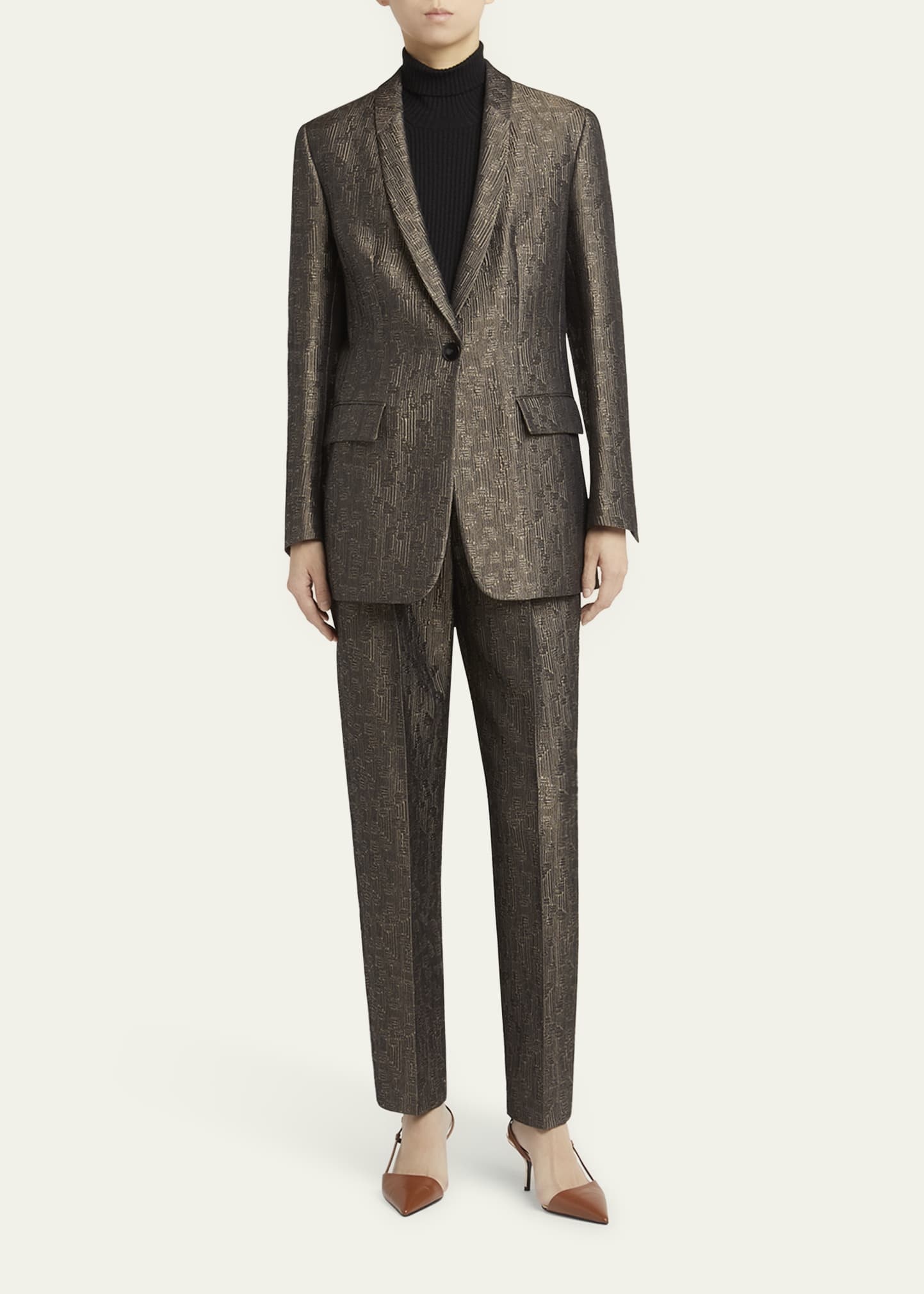 Geo Silk Jacquard Tapered-Leg Trousers - 2