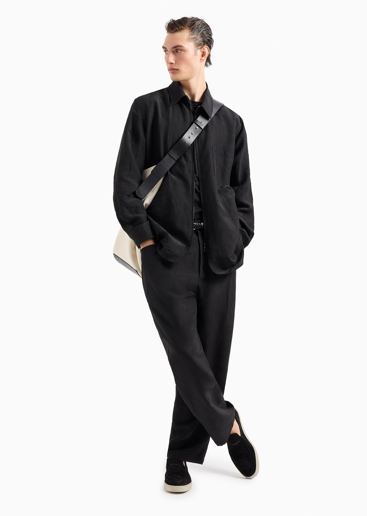 Viscose and linen canvas single-darted trousers - 4