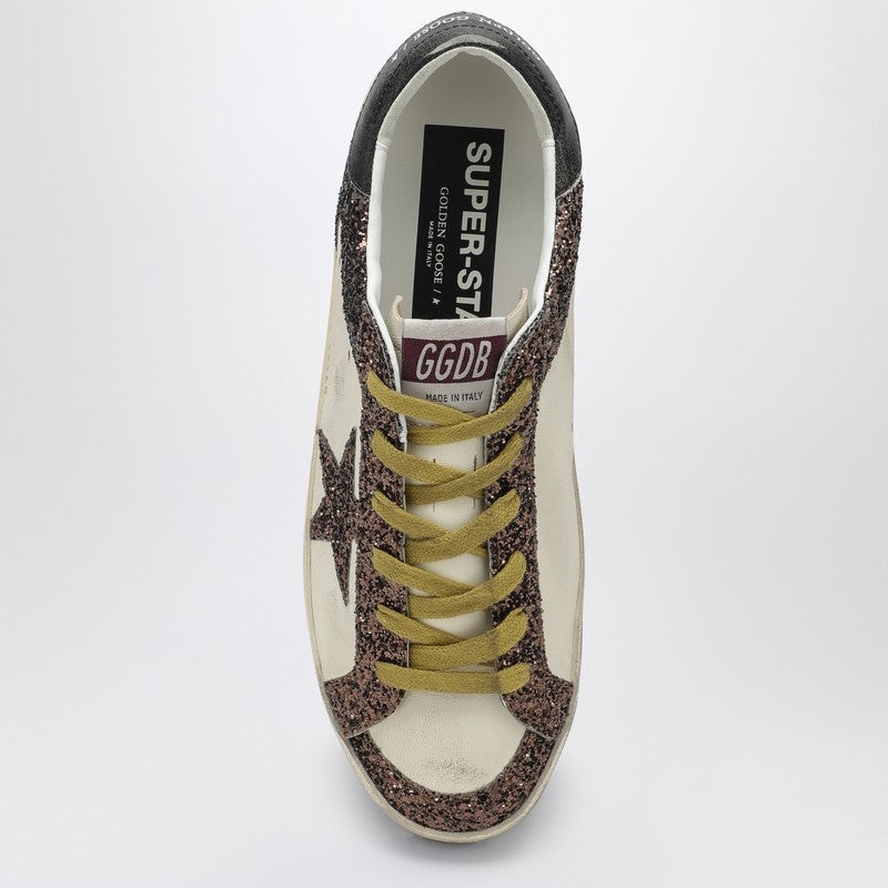 Golden Goose Super-Star White/Brown Sneakers With Glitter Women - 3