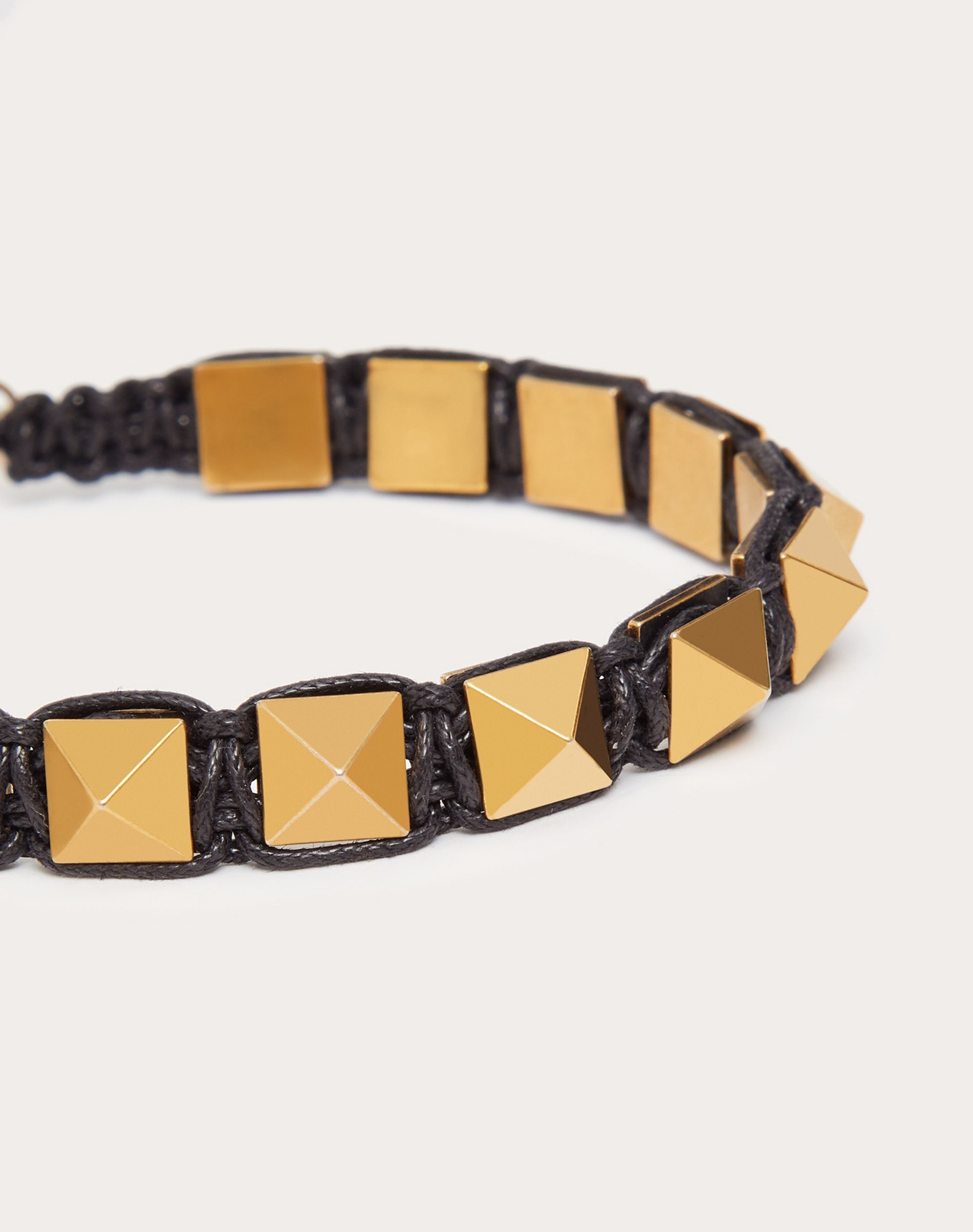 Rockstud Bracelet in Waxed Cotton and Metal - 2