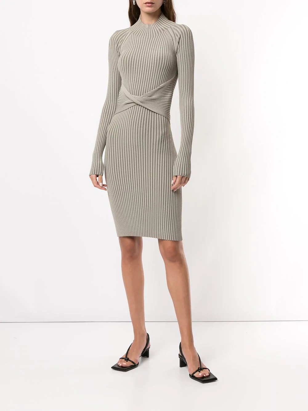 ribbed stripe twist dress - 4