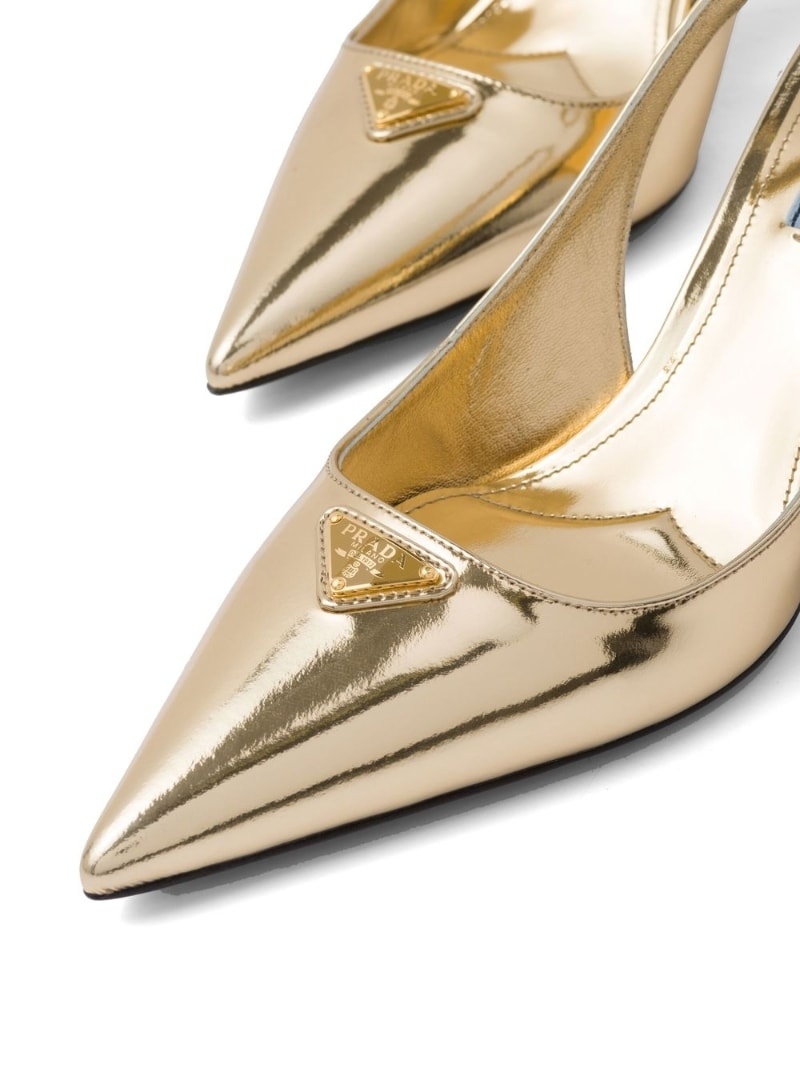 65mm metallic slingback leather pumps - 5
