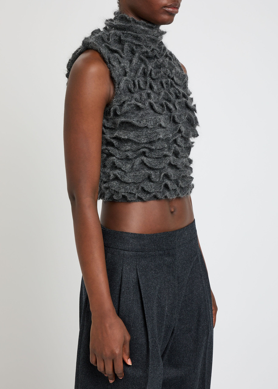 Alaïa Ruffled Mohair-blend Cropped top - 2