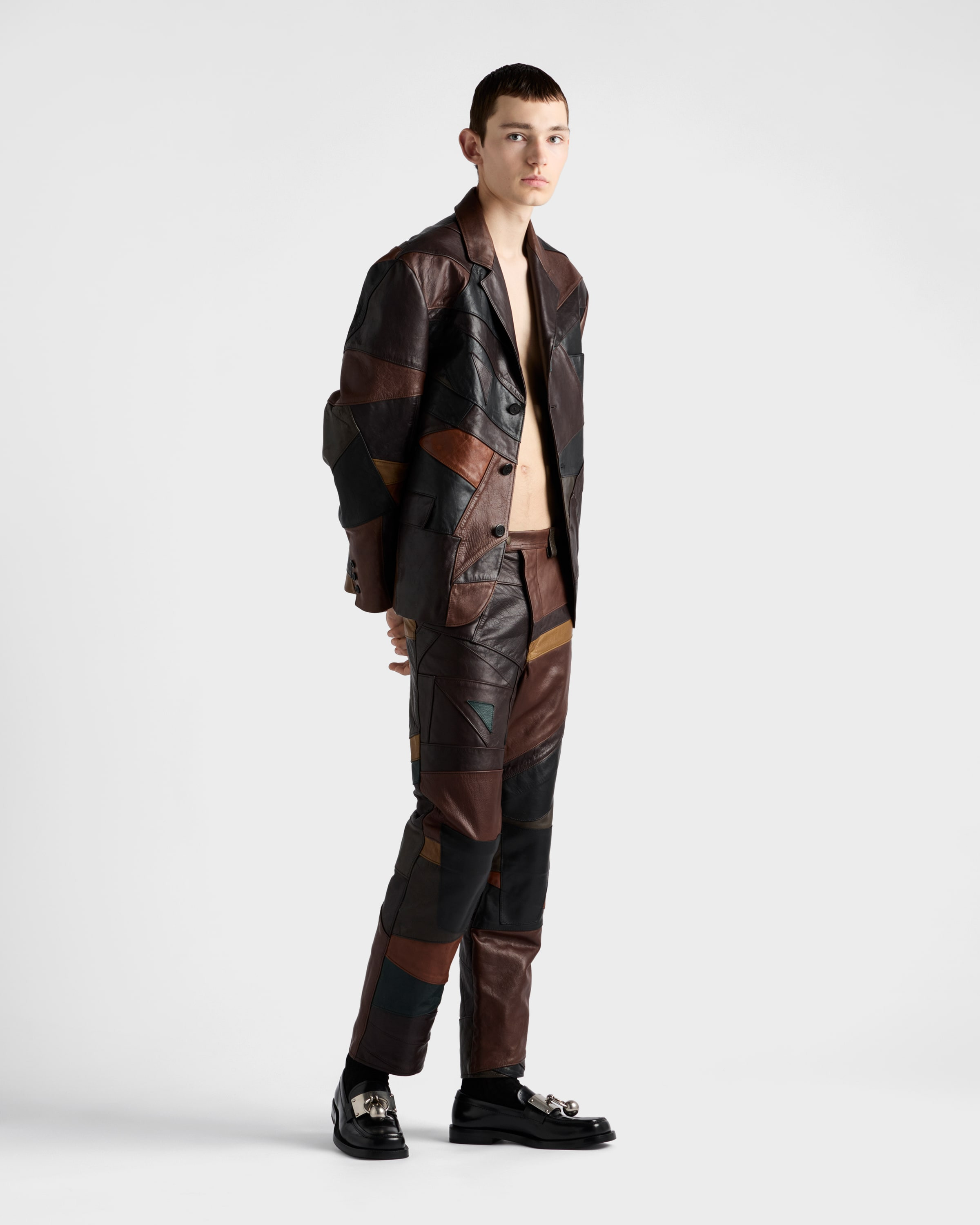 Patchwork leather pants - 2
