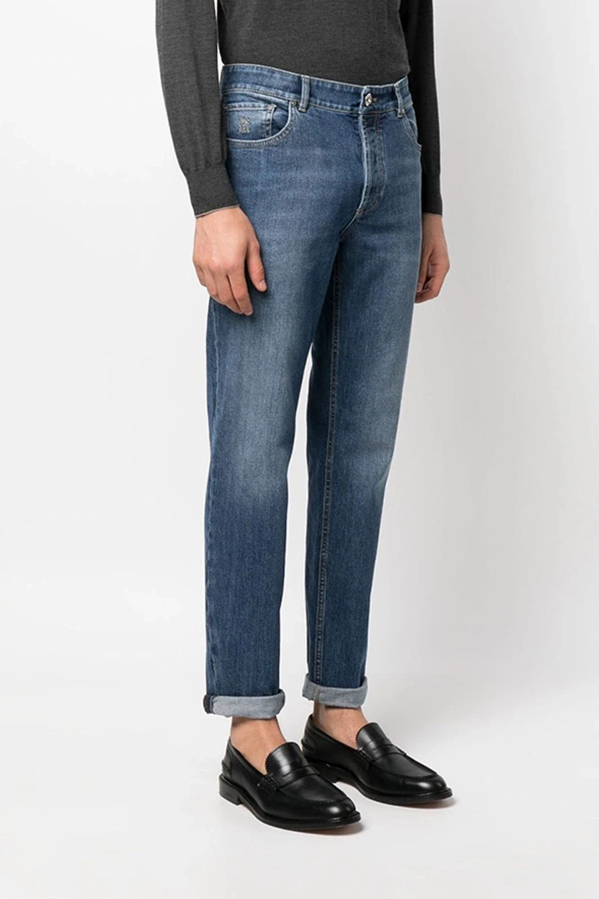 Logo embroidery stretch jeans - 2