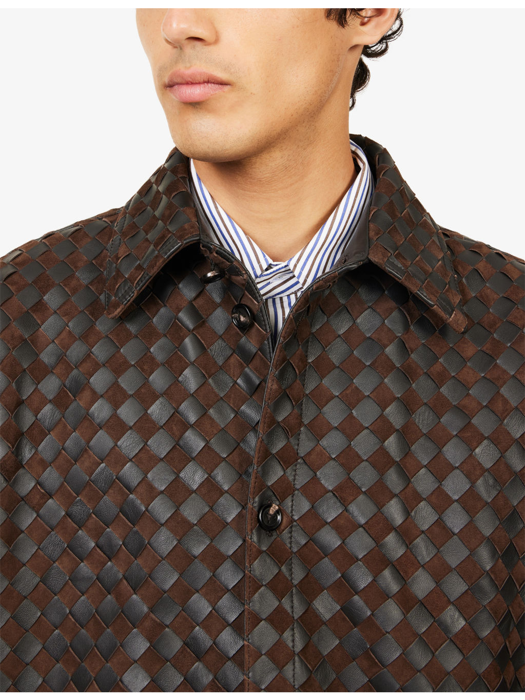 Relaxed-Fit Intrecciato Leather Shirt - 5