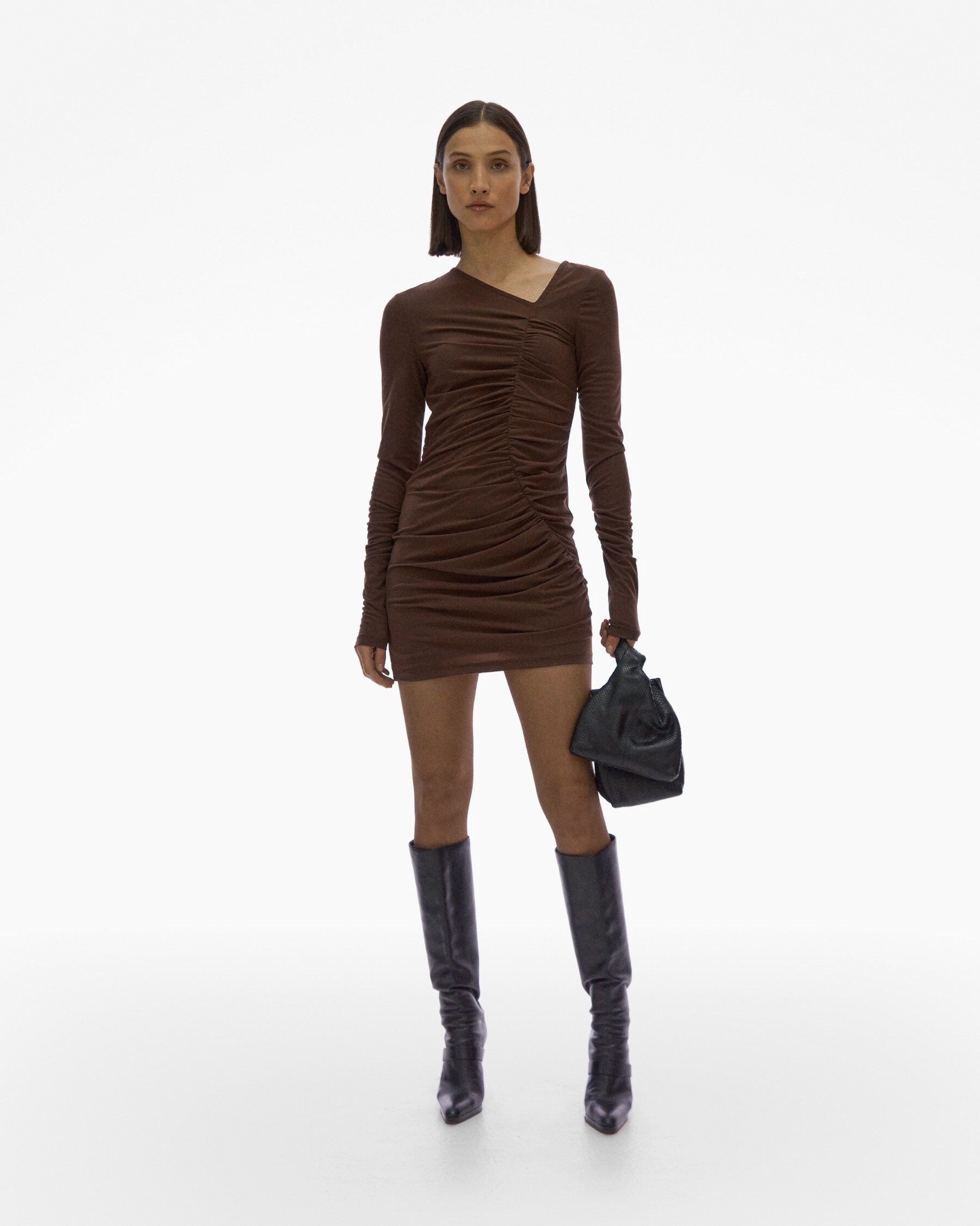 ASYMMETRIC LONG-SLEEVE DRESS - 2