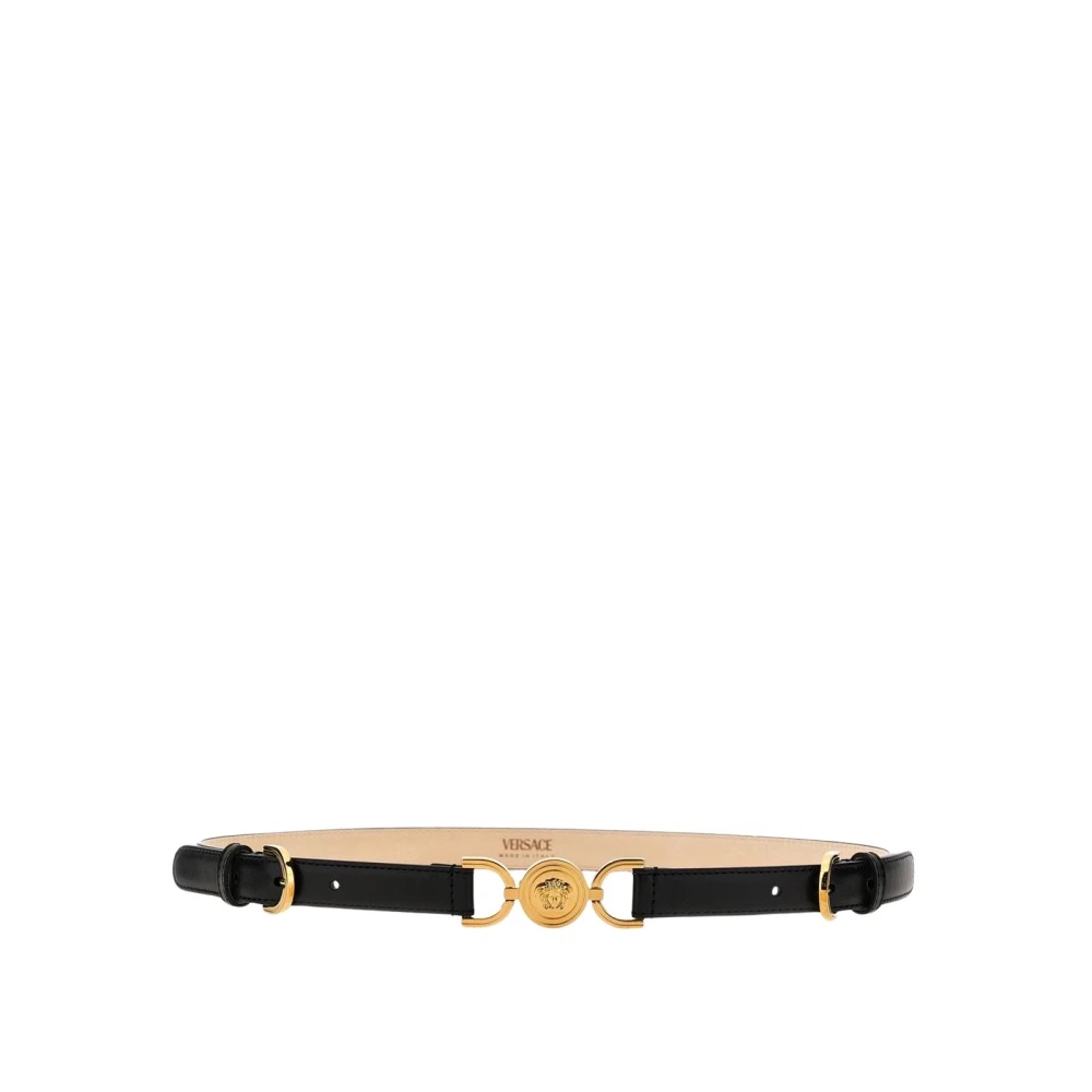 BLACK LEATHER MEDUSA HEAD BELT - 1