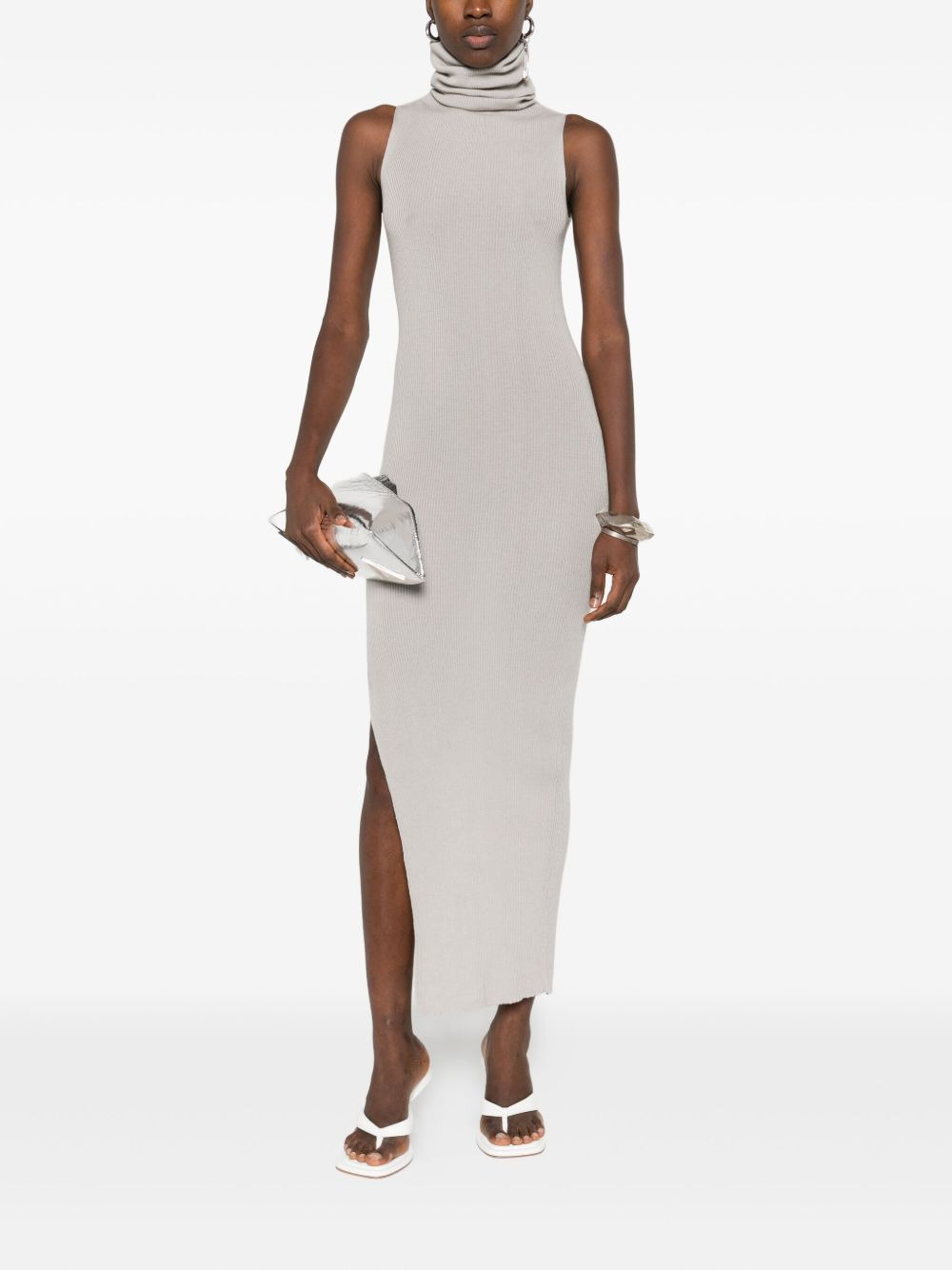 ribbed turtleneck midi dress - 2