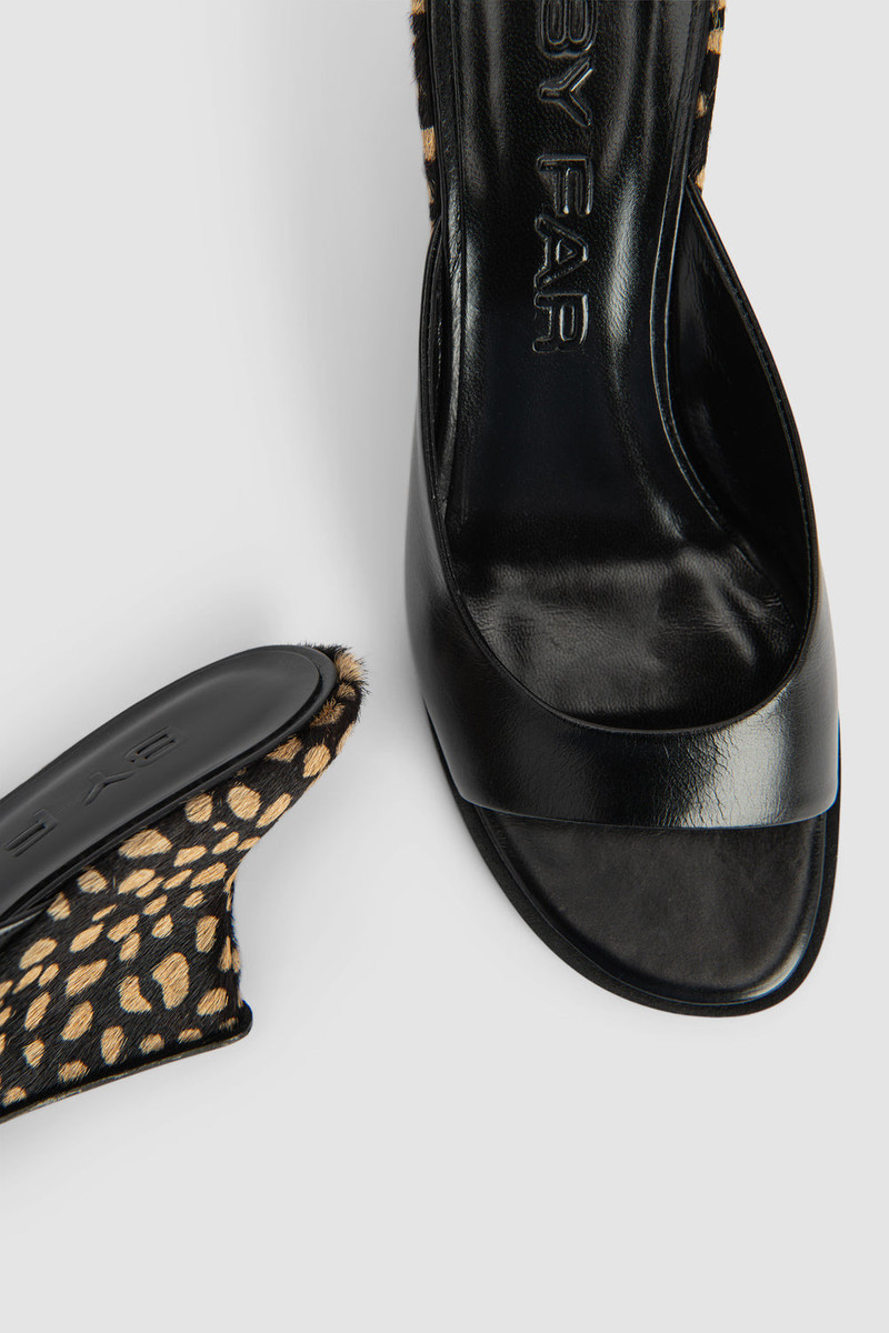 Caroo Black Cheetah Pony Hair Mule 6