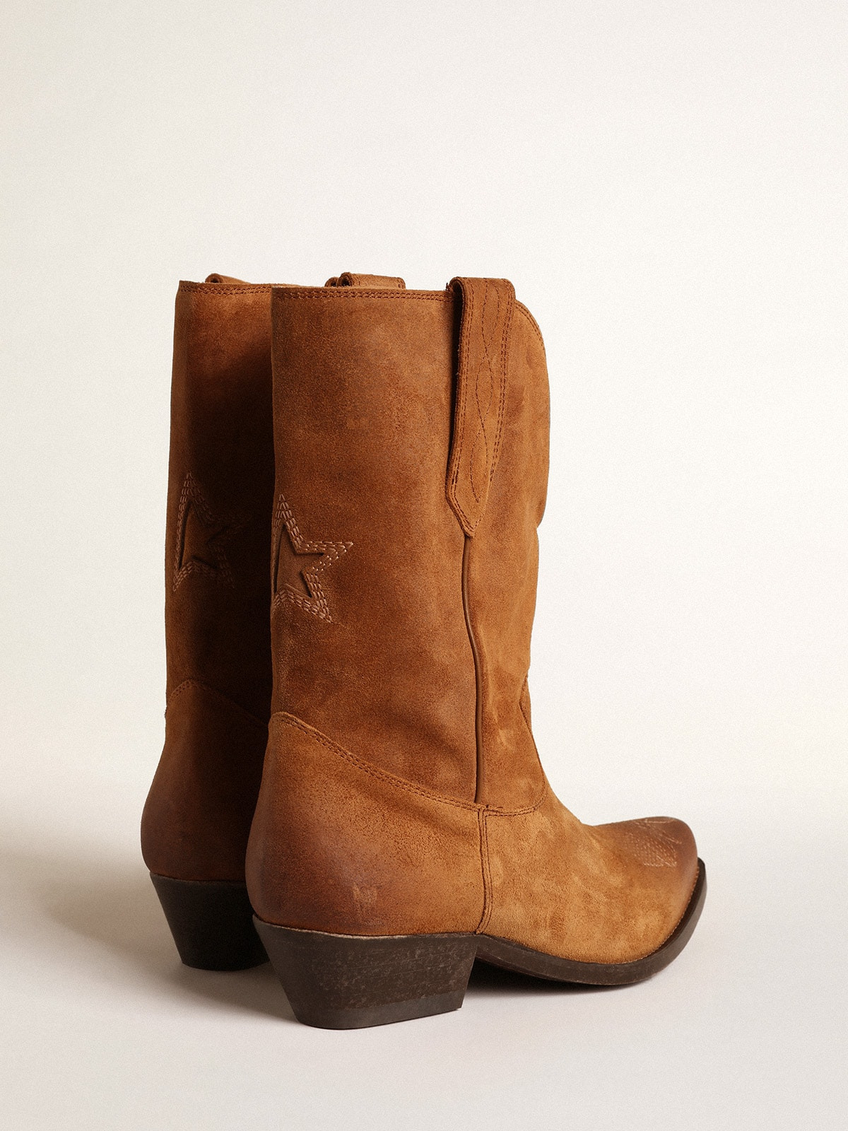 Low Wish Star boots in cognac-colored suede with inlay star - 4