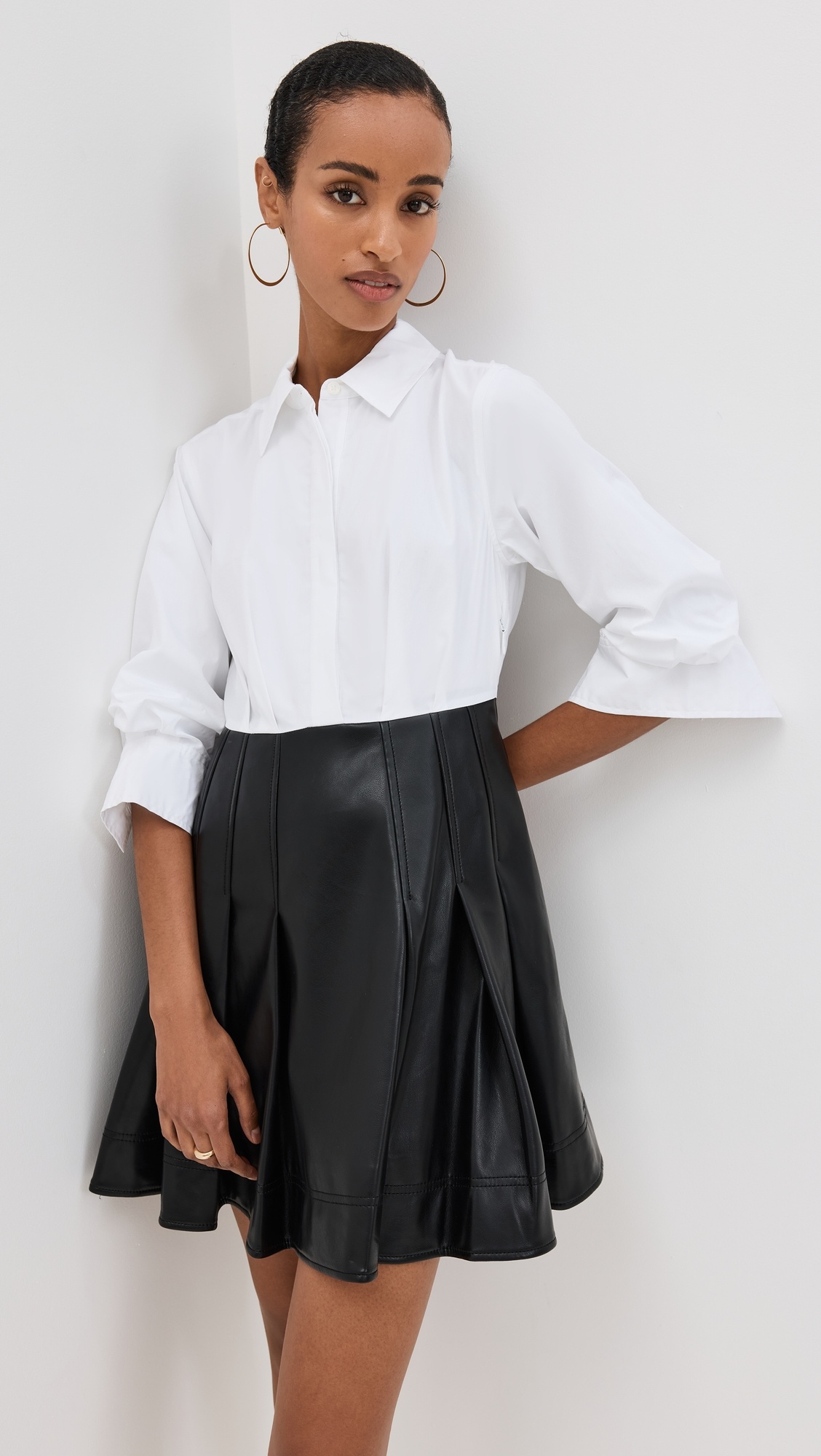 Padma Poplin Combo Mini Dress - 1