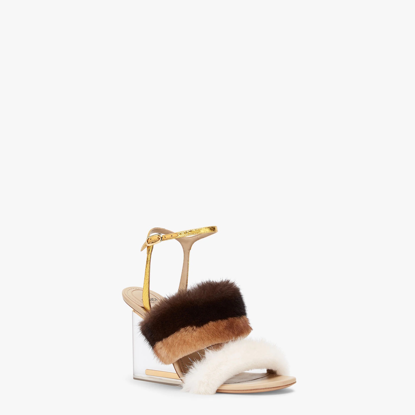 White mink high-heeled sandals - 2