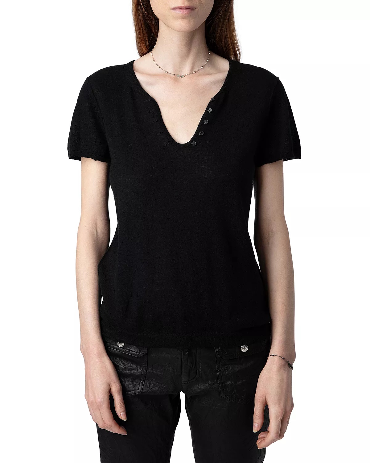 Celsy Cashmere Henley Sweater - 1