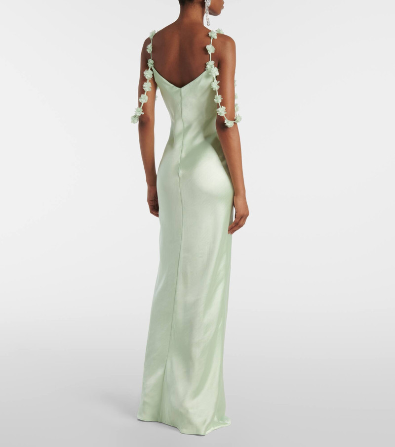 Floral-appliqué satin gown 3