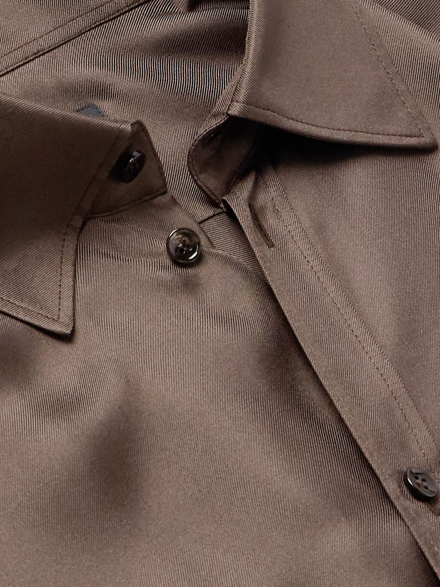 Martini Silk-Twill Shirt Brown - 5