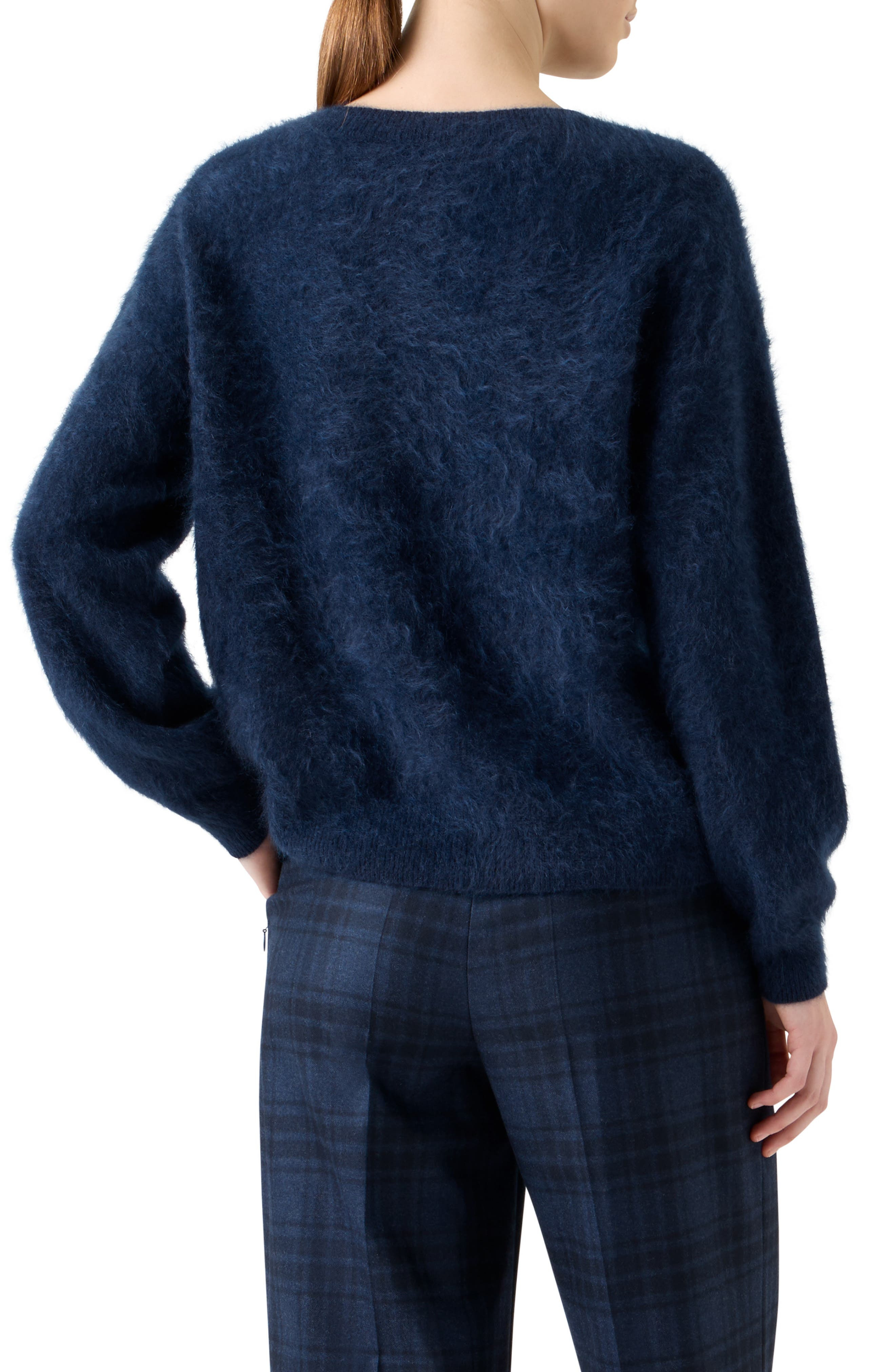 Akris Brushed Cashmere Crewneck Sweater in Navy at Nordstrom - 2