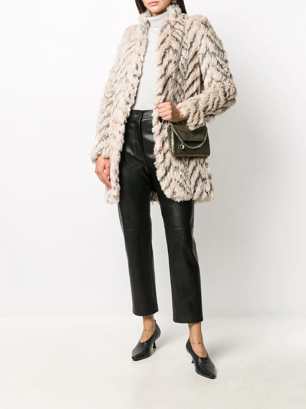 Fur Free Fur chevron-stripe coat - 2