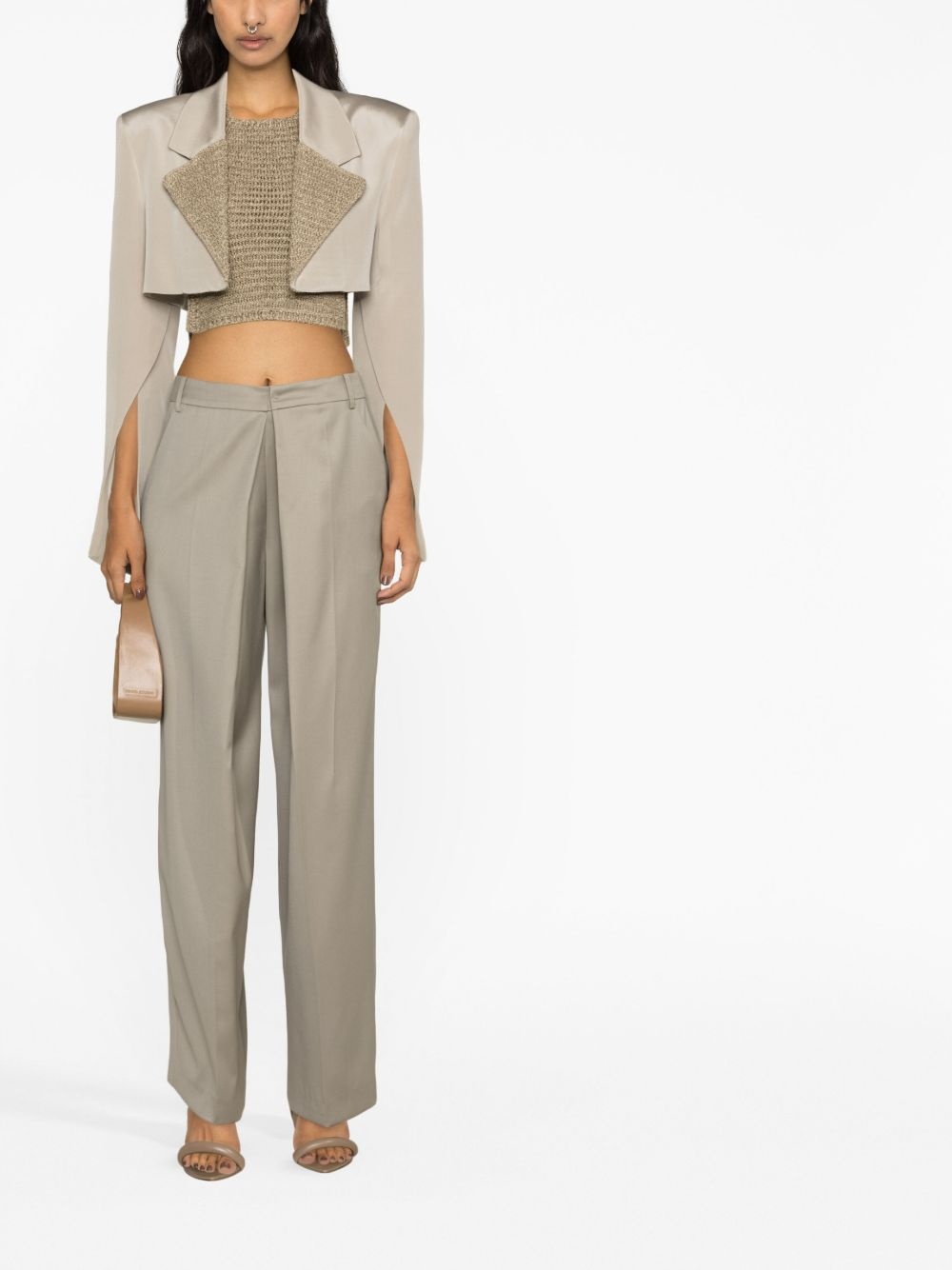 Marica crochet-panel cropped blazer - 4