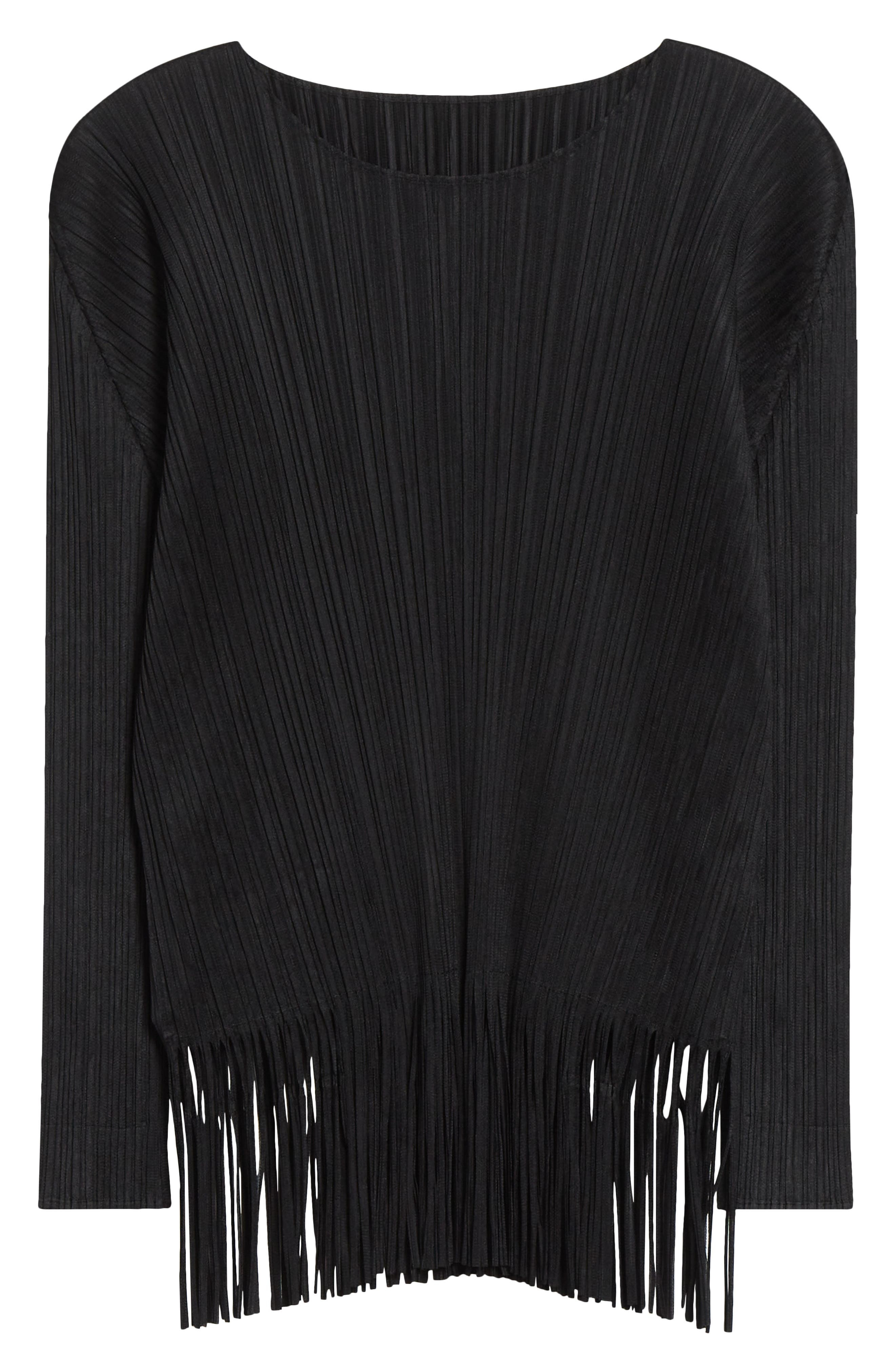 Pleats Please Issey Miyake Wave Pleated Fringe Top in Black at Nordstrom - 6