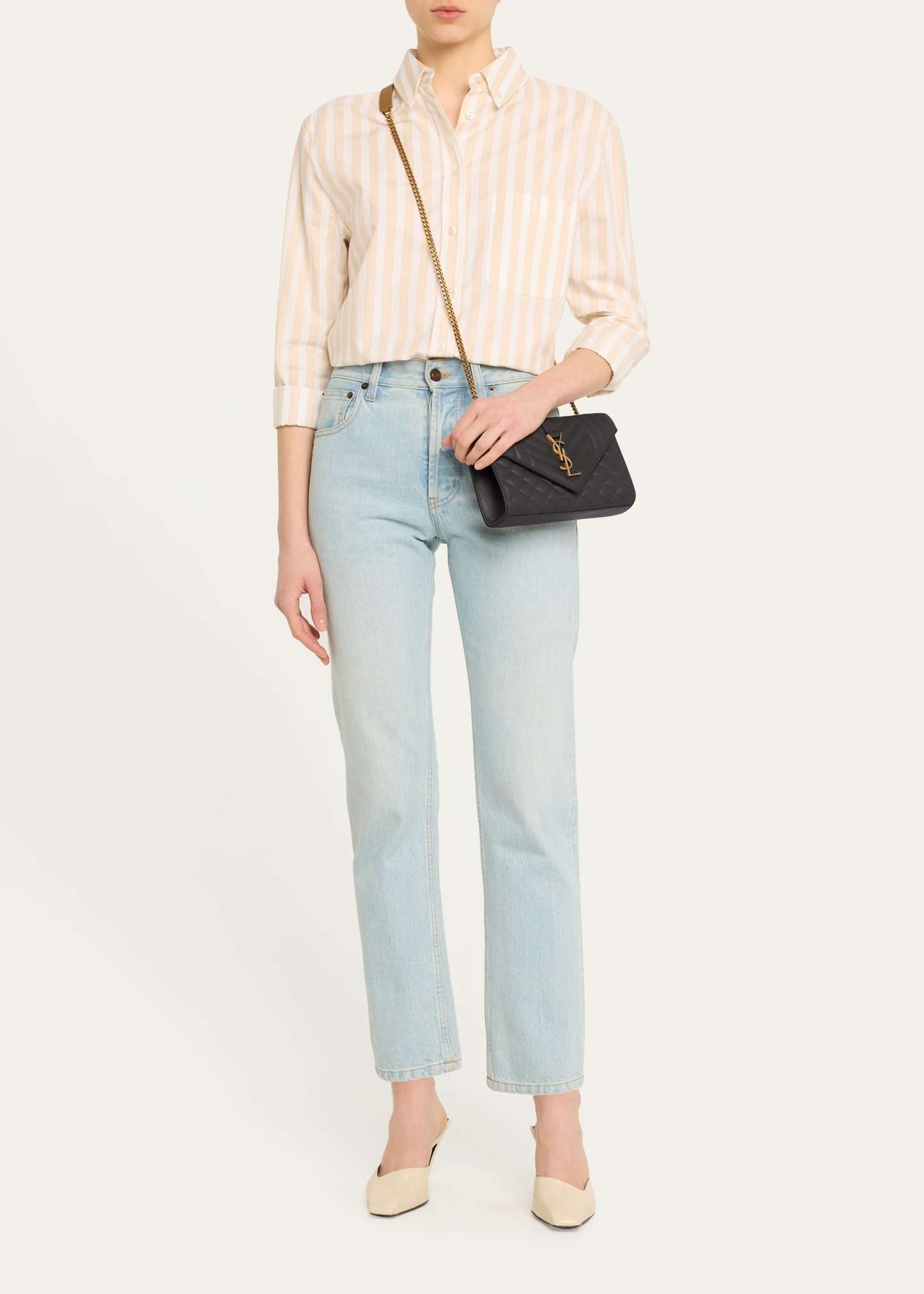 Envelope Triquilt Small YSL Shoulder Bag in Smooth Leather - 5