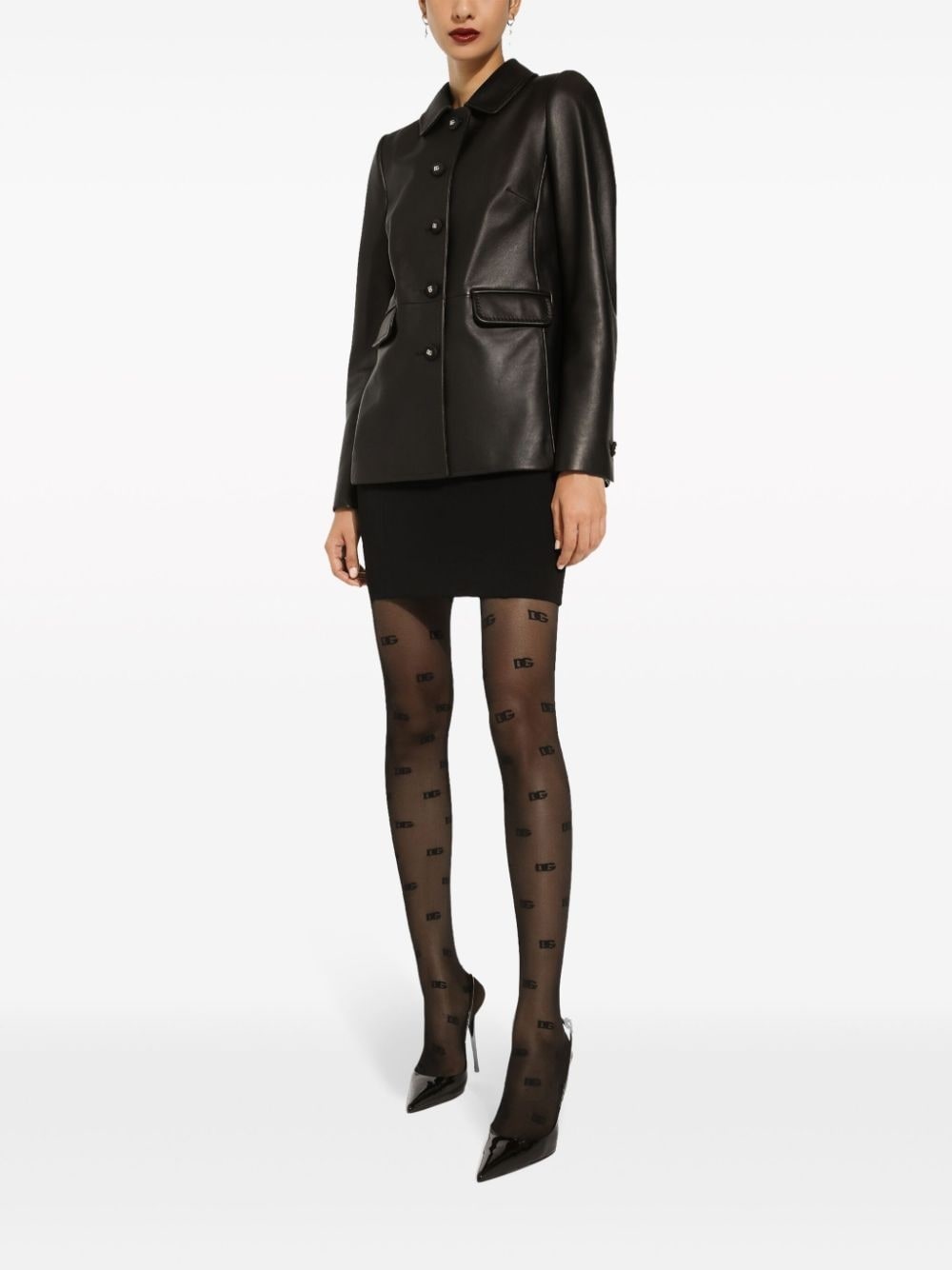 button-embossed leather jacket - 2