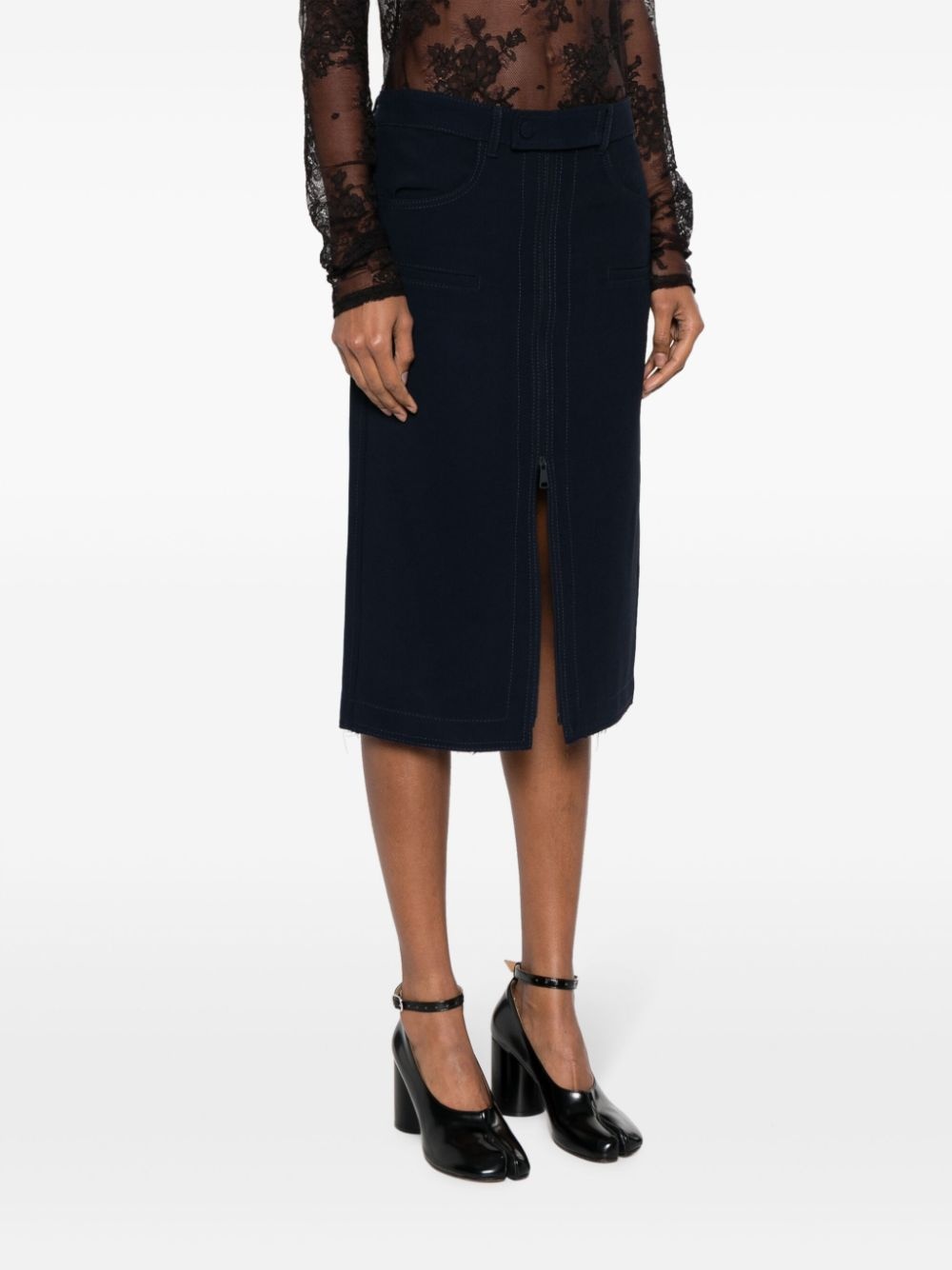zip-up midi pencil skirt - 3