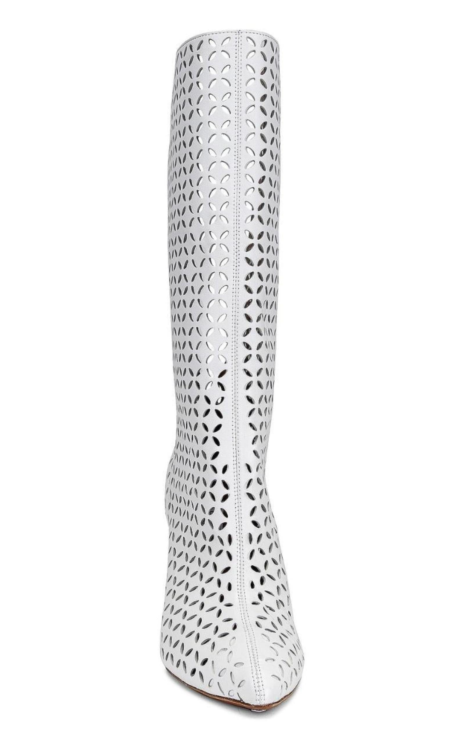 Petal Perforated Knee Boots - 4