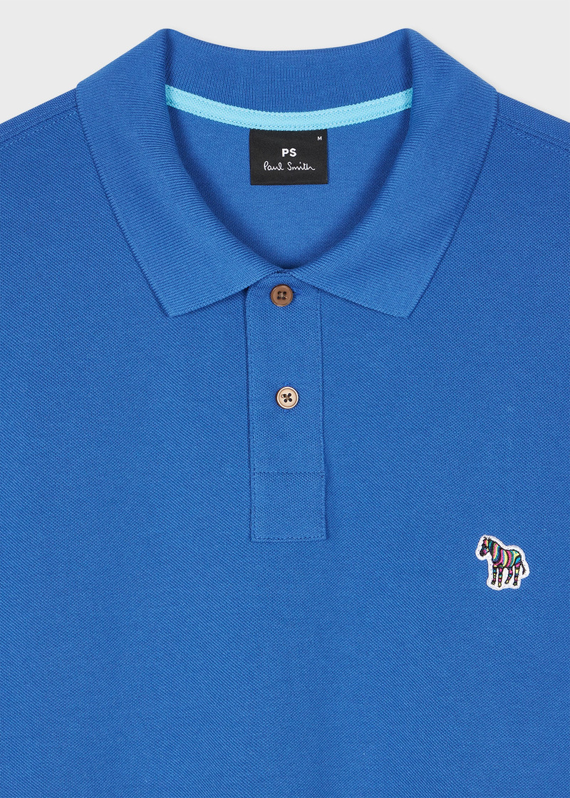 Paul Smith Ocean Blue Organic Cotton Zebra Polo Shirt outlook