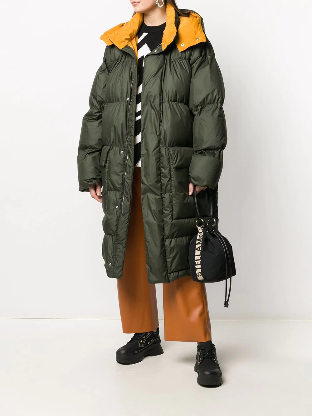 hooded mid-length padded coat - 3