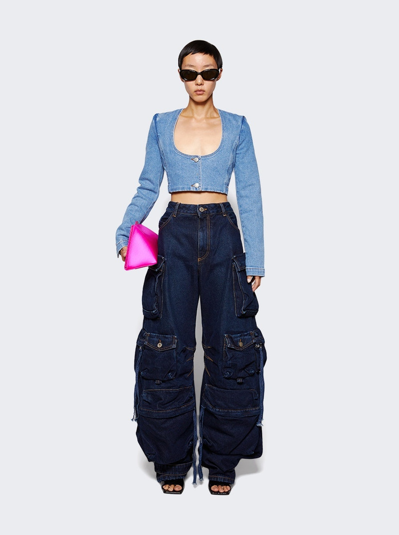 MAGDA BUTRYM Ultra Cropped Scoop Denim Jacket Blue outlook