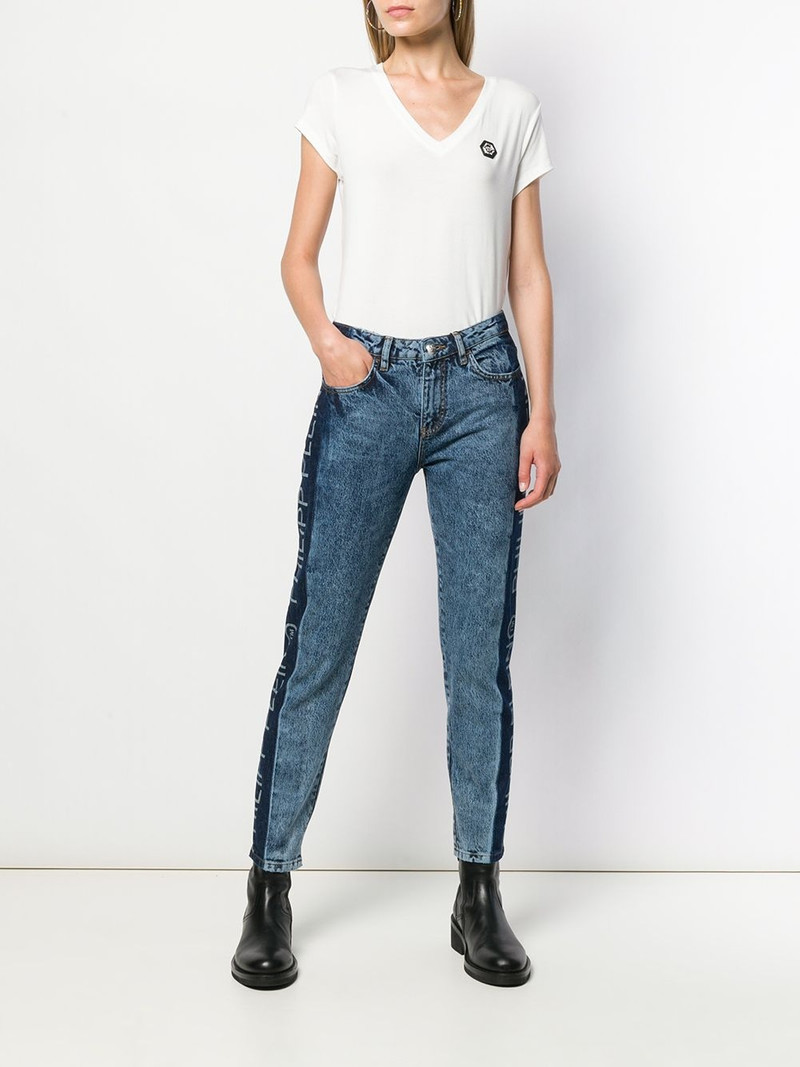 PHILIPP PLEIN logo panelled straight-leg jeans outlook