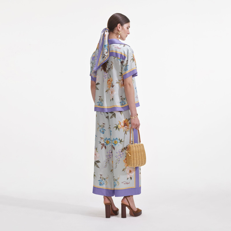 self-portrait Blue Floral Viscose Shirt outlook