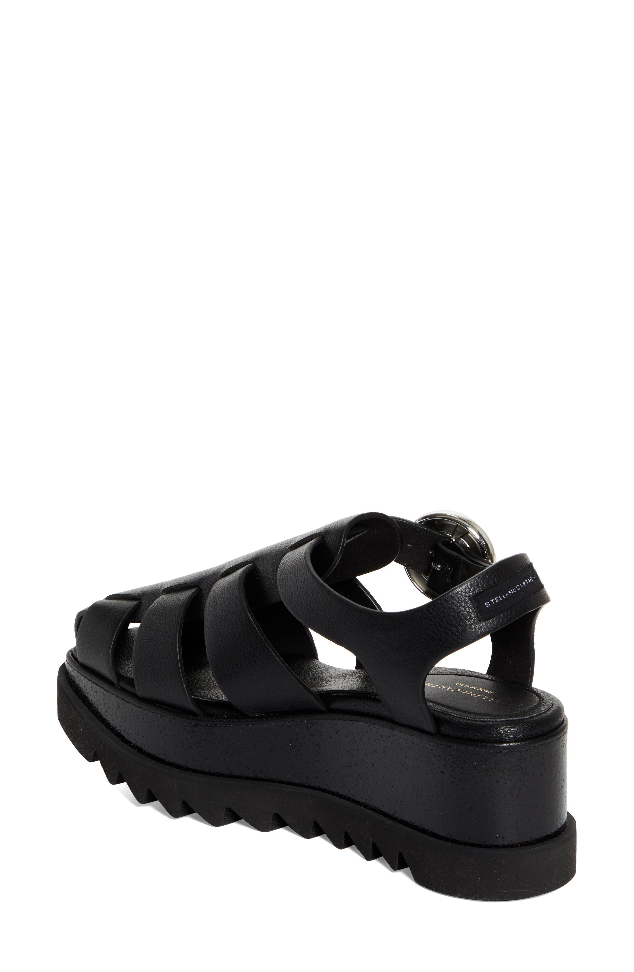 Stella McCartney Elyse Wedge Fisherman Sandal in Black at Nordstrom - 2