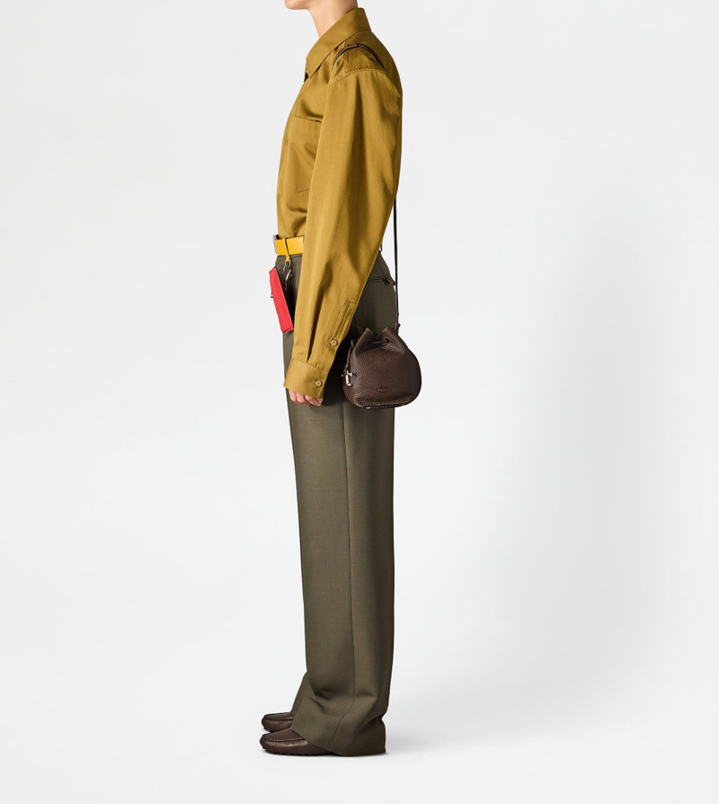 BUCKET BAG IN LEATHER MICRO - BROWN 9