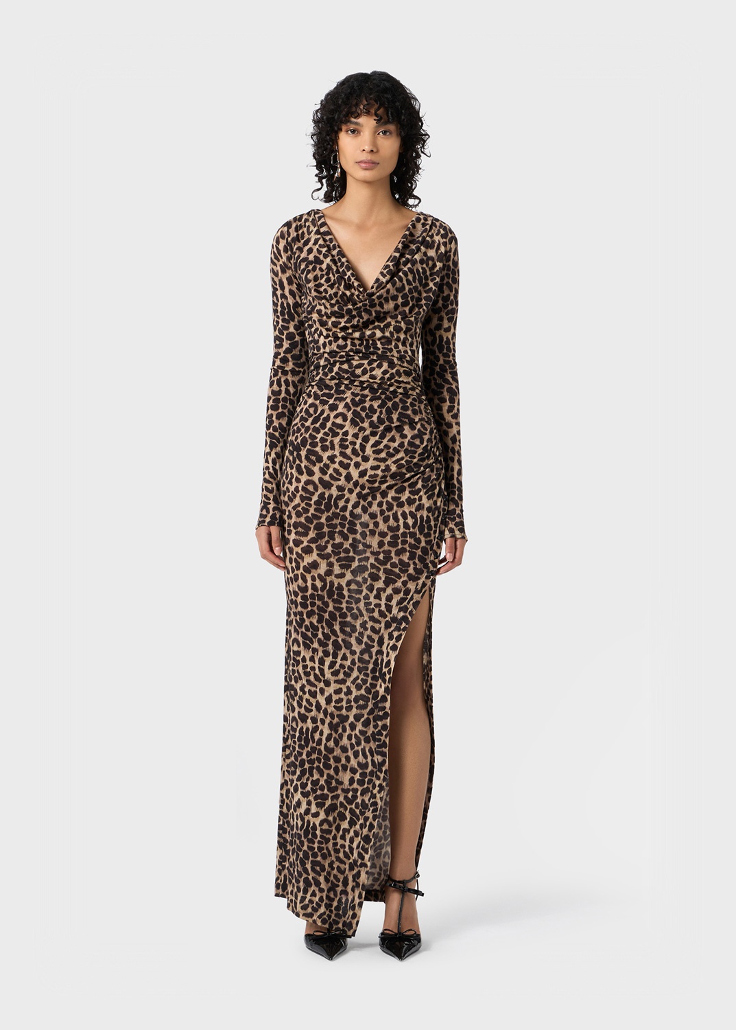 ANIMALIER PRINT LONG DRESS WITH VENT - 2