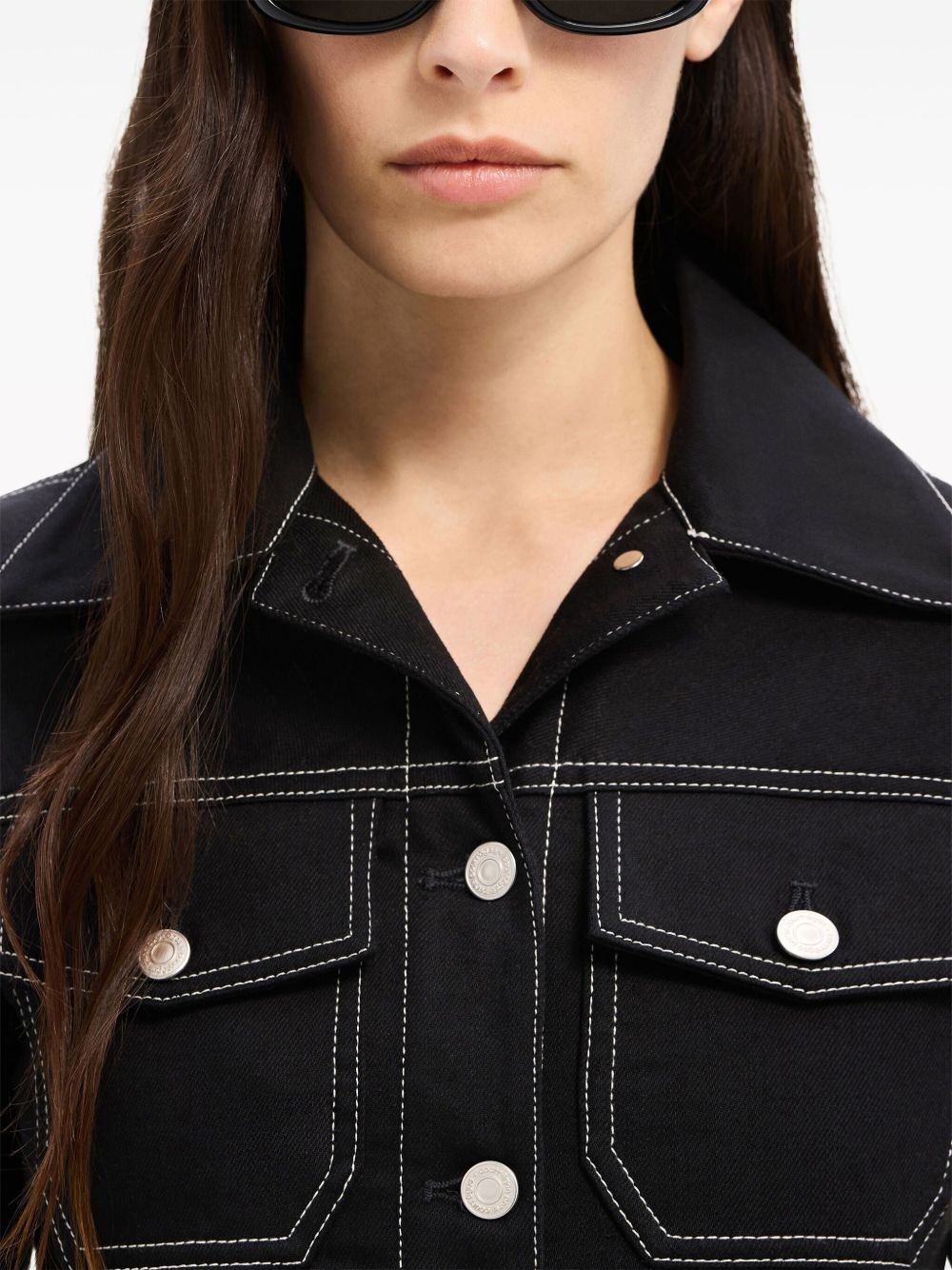 topstitched denim trucker jacket - 5